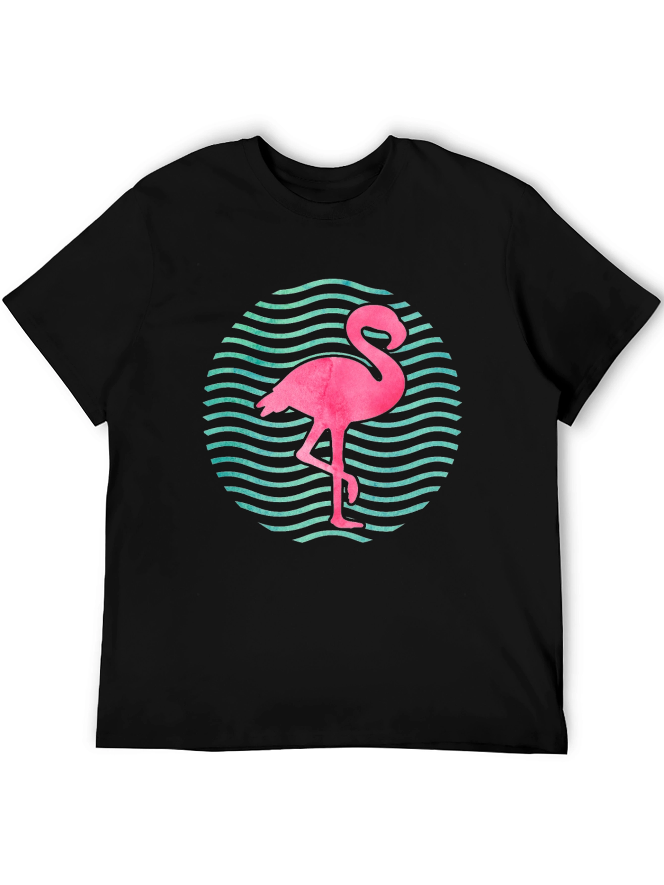 Flamingo Wave Graphic Tee - Black