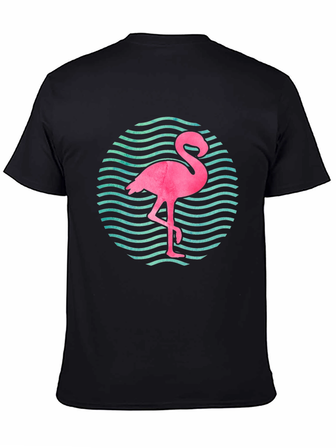 Flamingo Wave Graphic Tee - Black
