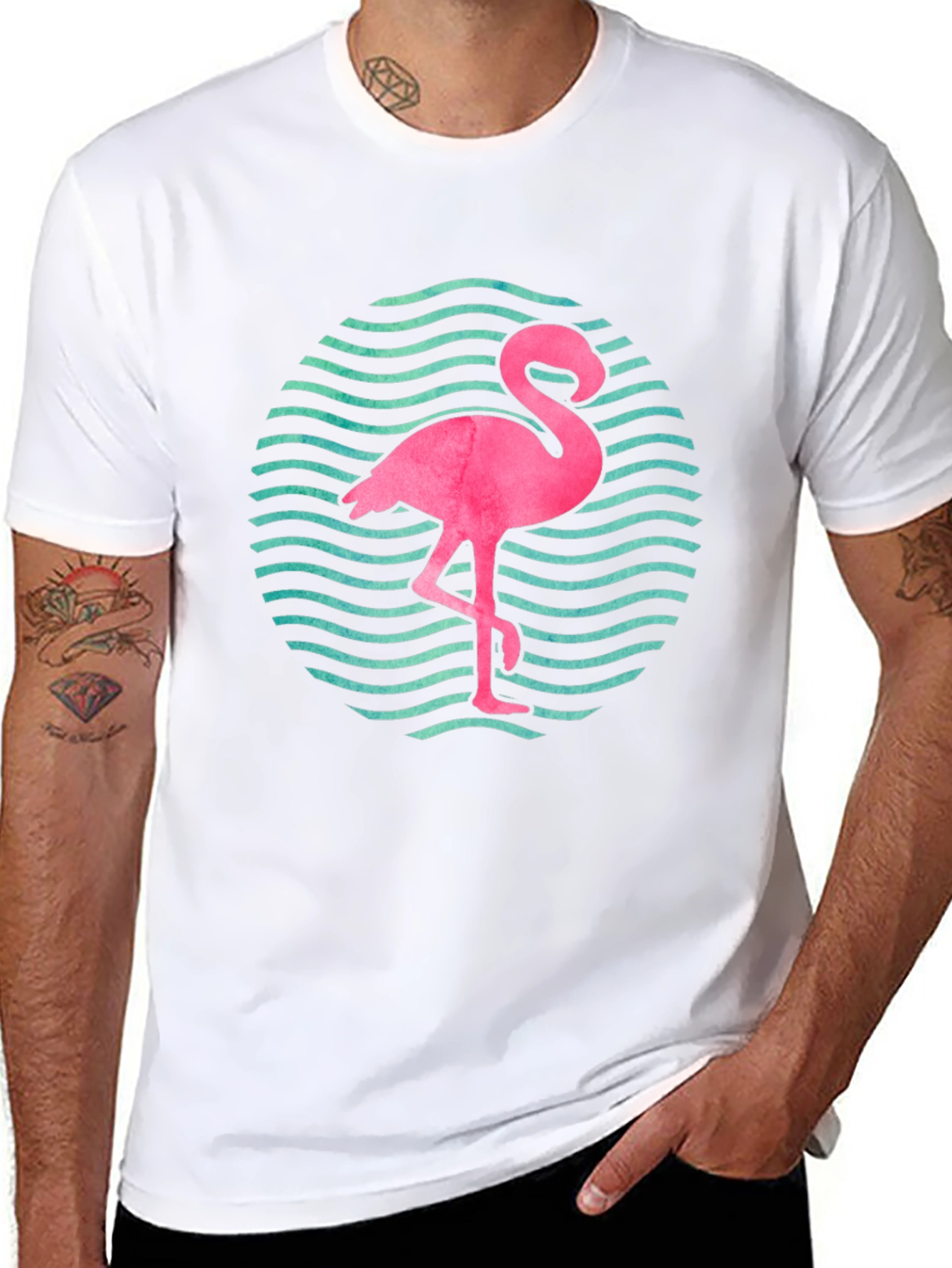 Flamingo Wave Graphic Tee - Black