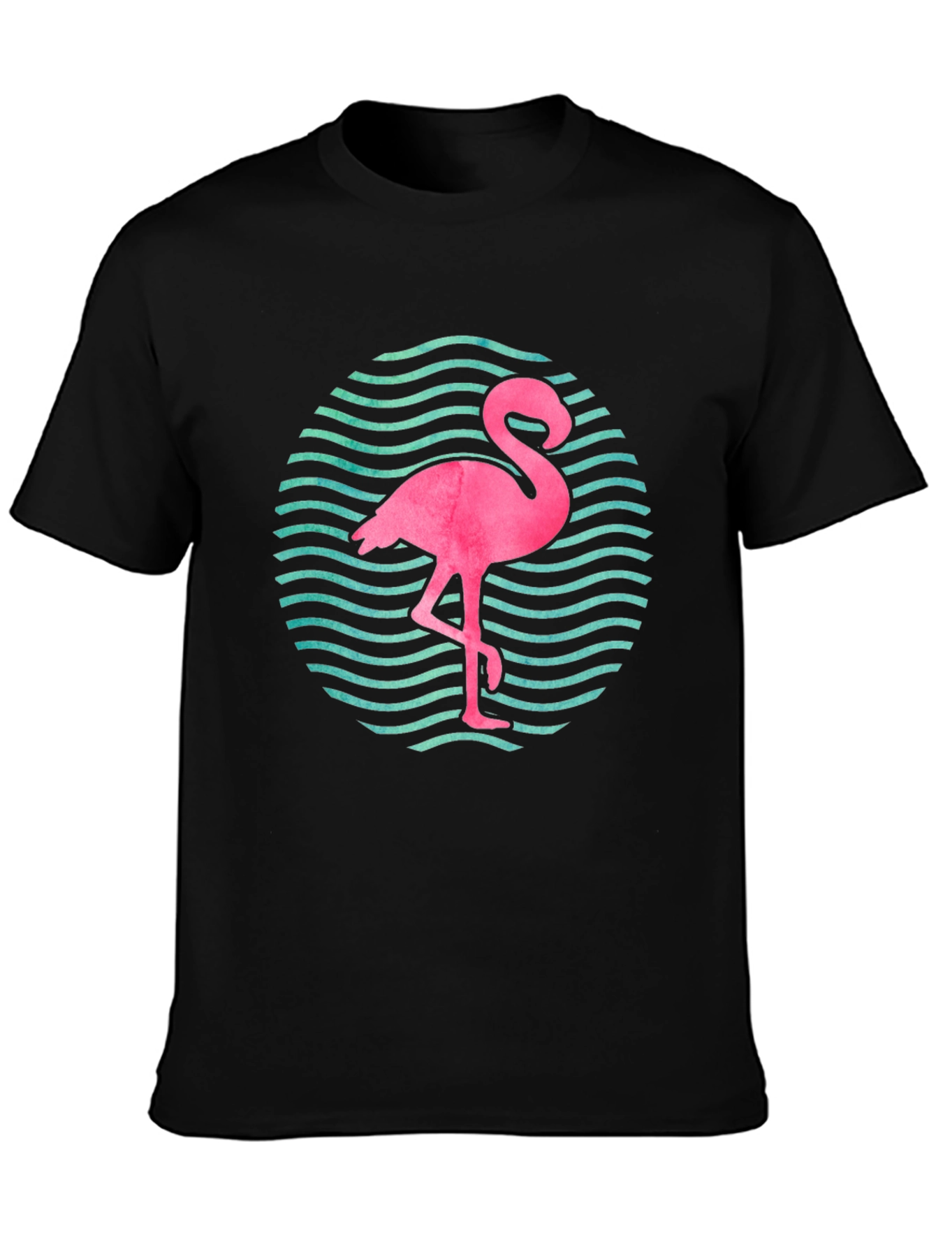 Flamingo Wave Graphic Tee - Black