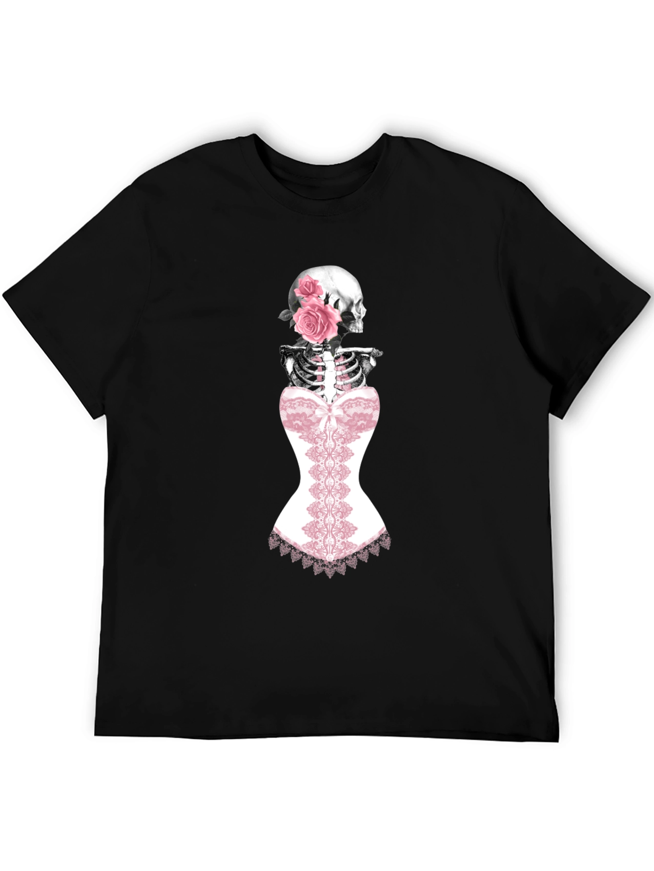 Skeleton Corset Rose Graphic T-Shirt