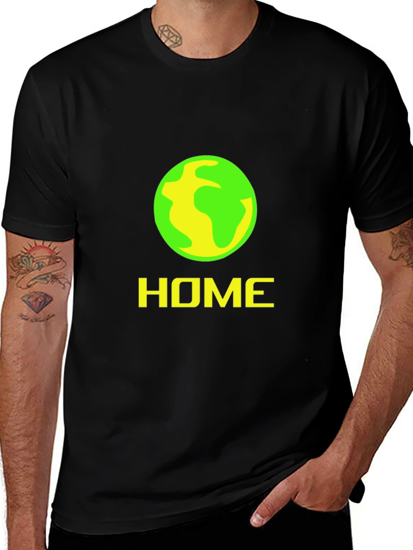 Home Planet Graphic Tee - Black Cotton Comfort