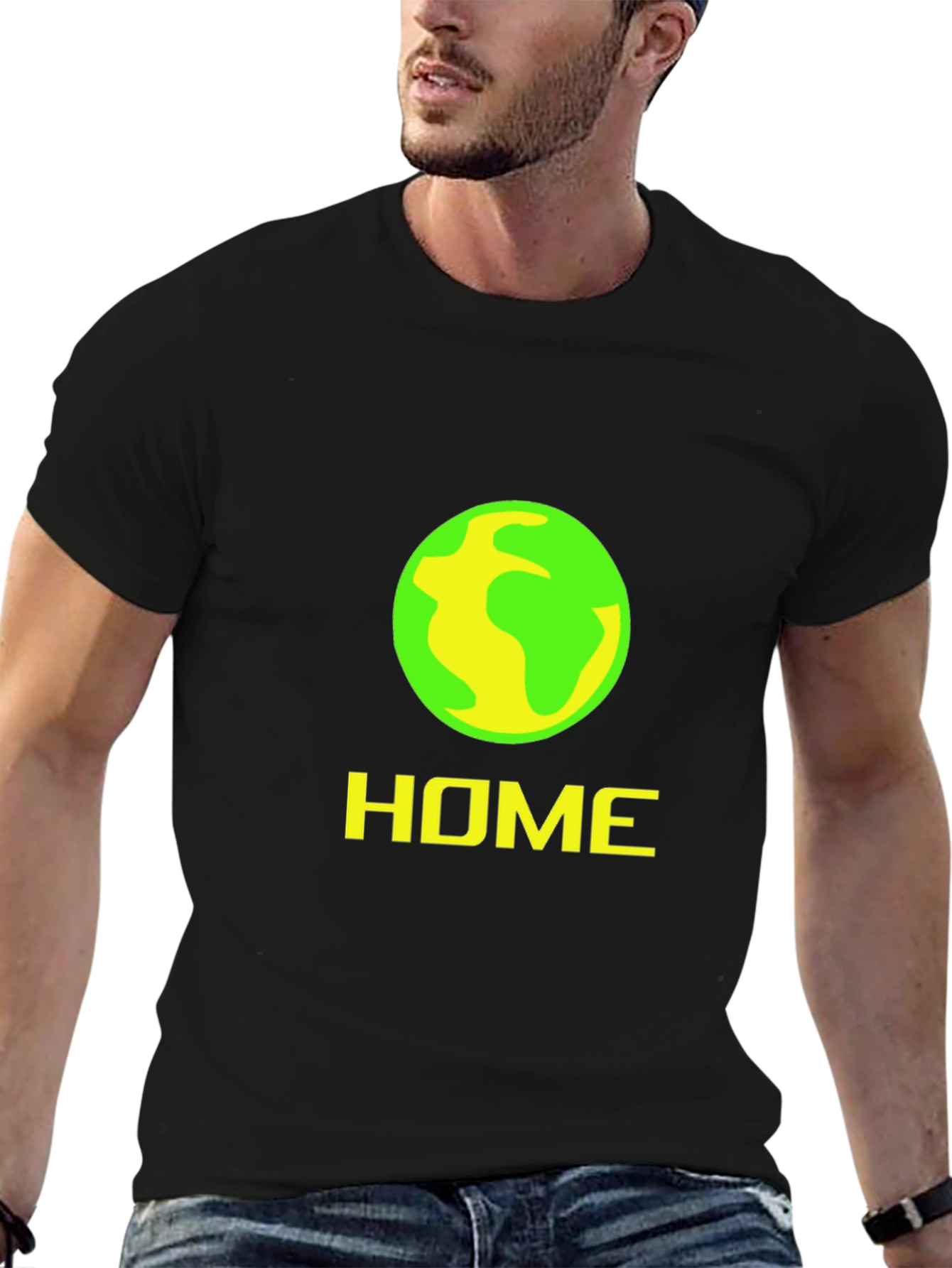Home Planet Graphic Tee - Black Cotton Comfort