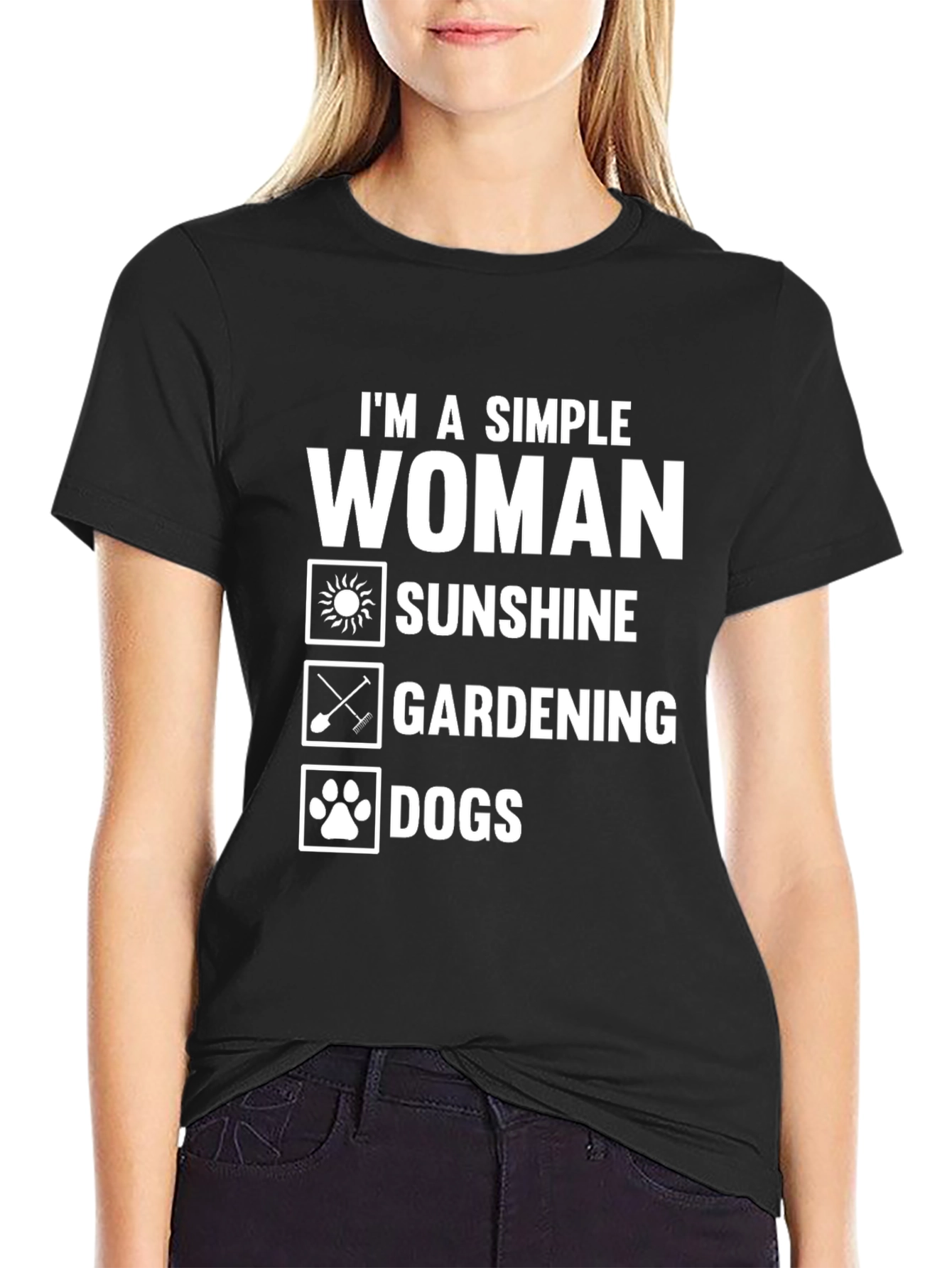 Simple Woman Sunshine Gardening Dogs Graphic T-Shirt
