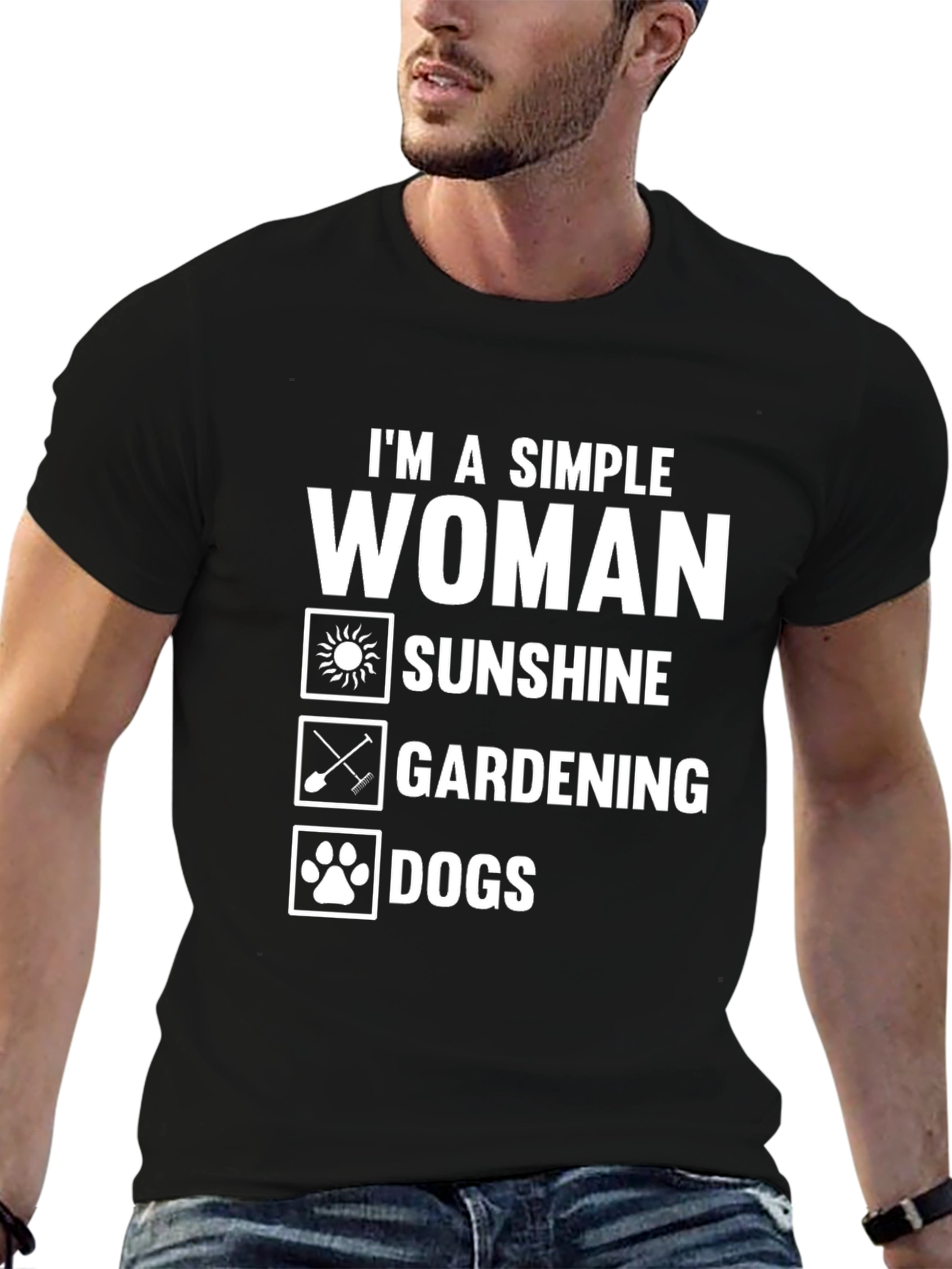 Simple Woman Sunshine Gardening Dogs Graphic T-Shirt