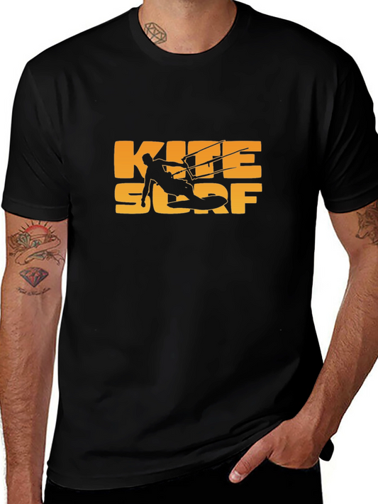 Kite Surf Graphic Tee - Black Cotton T-Shirt