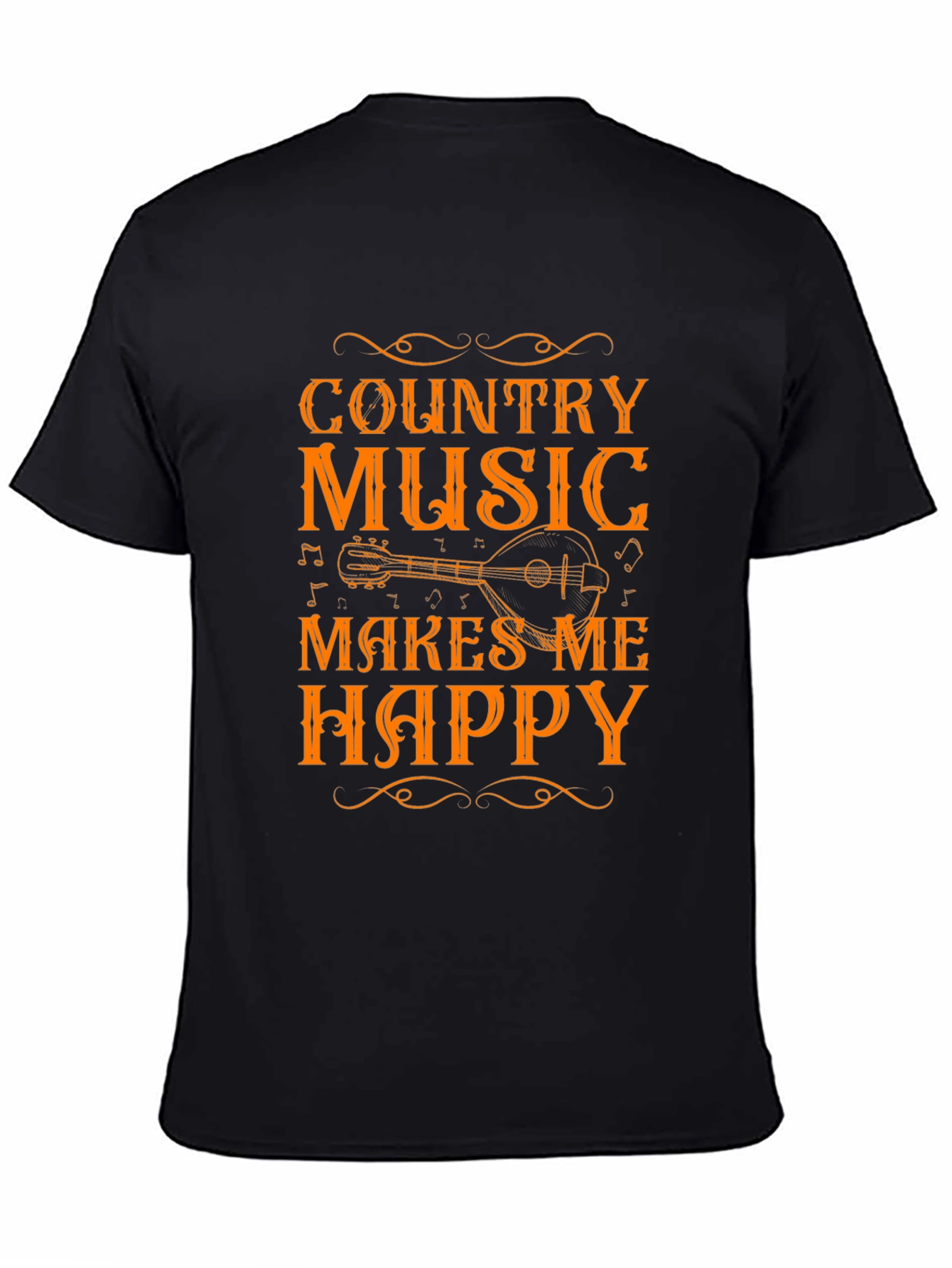 Country Music Makes Me Happy Black T-Shirt