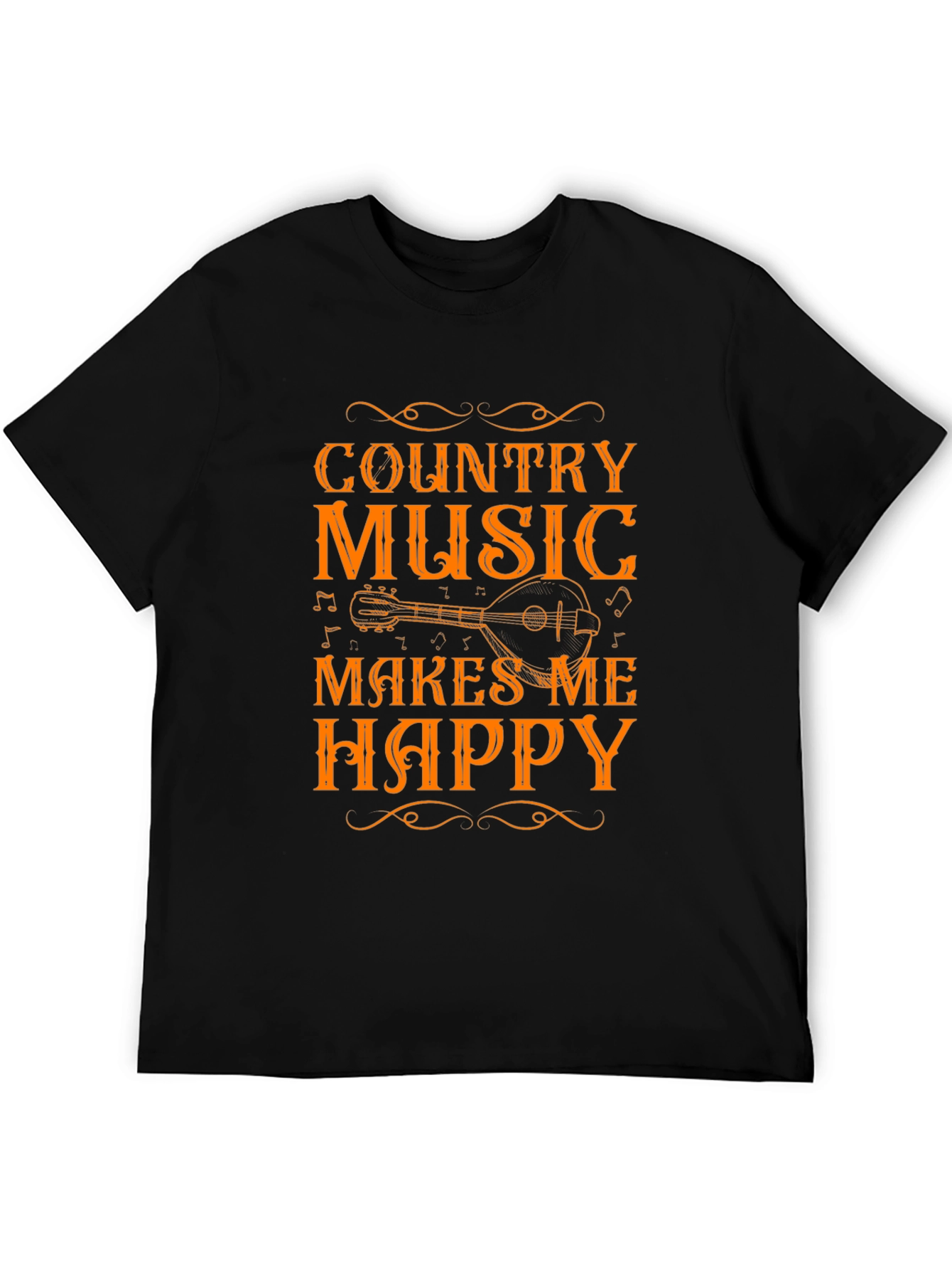 Country Music Makes Me Happy Black T-Shirt