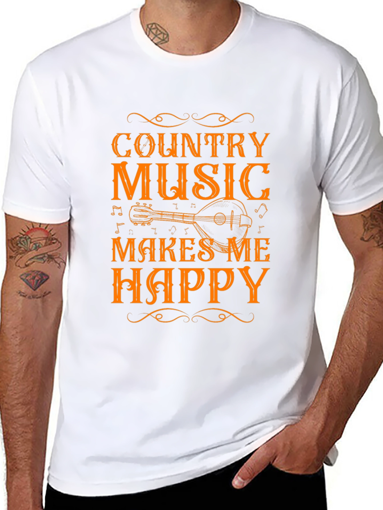 Country Music Makes Me Happy Black T-Shirt