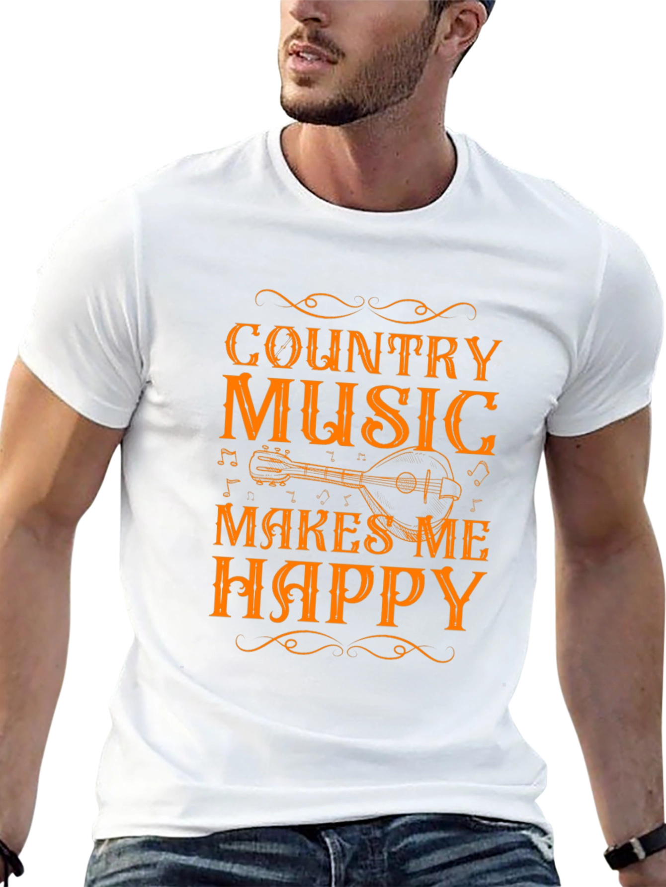 Country Music Makes Me Happy Black T-Shirt