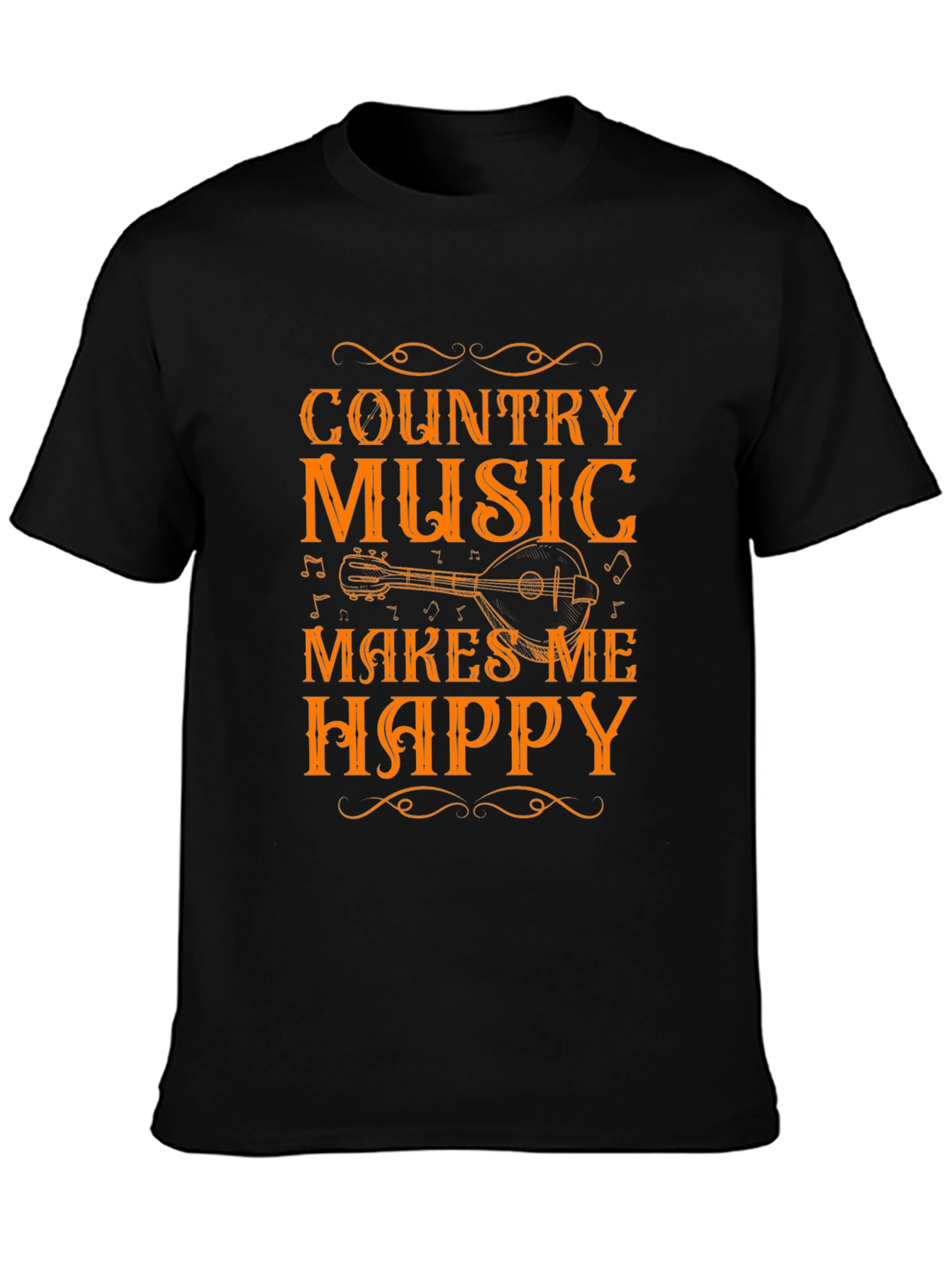 Country Music Makes Me Happy Black T-Shirt
