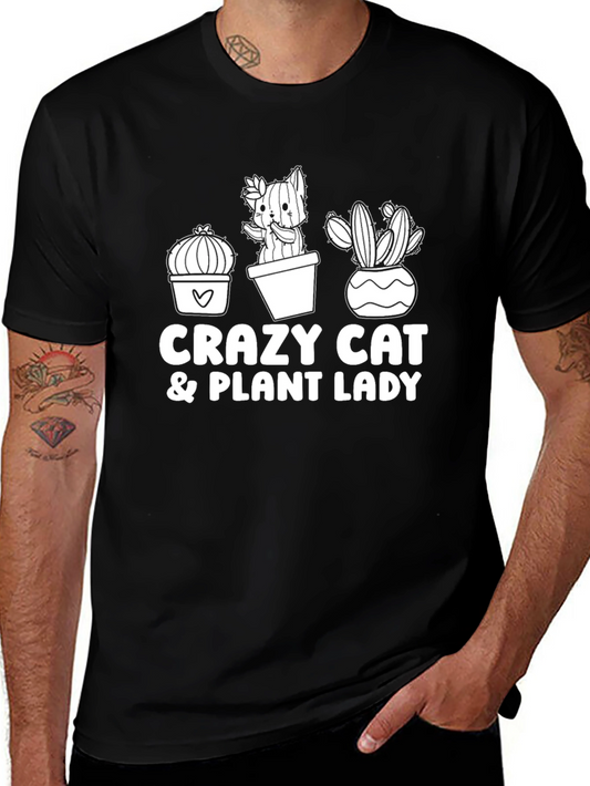 Crazy Cat & Plant Lady Graphic T-Shirt