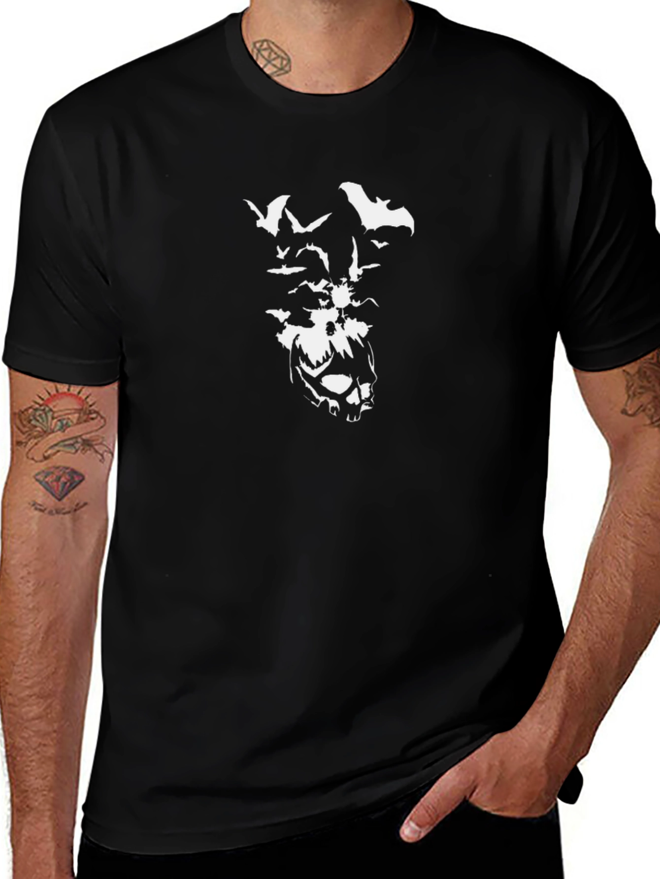 Skull & Bats Graphic Black T-Shirt - Mens
