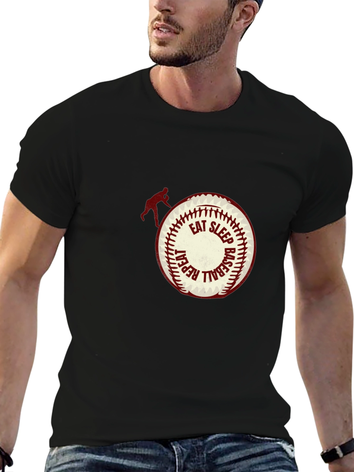 Eat Sleep Baseball Repeat Black T-Shirt