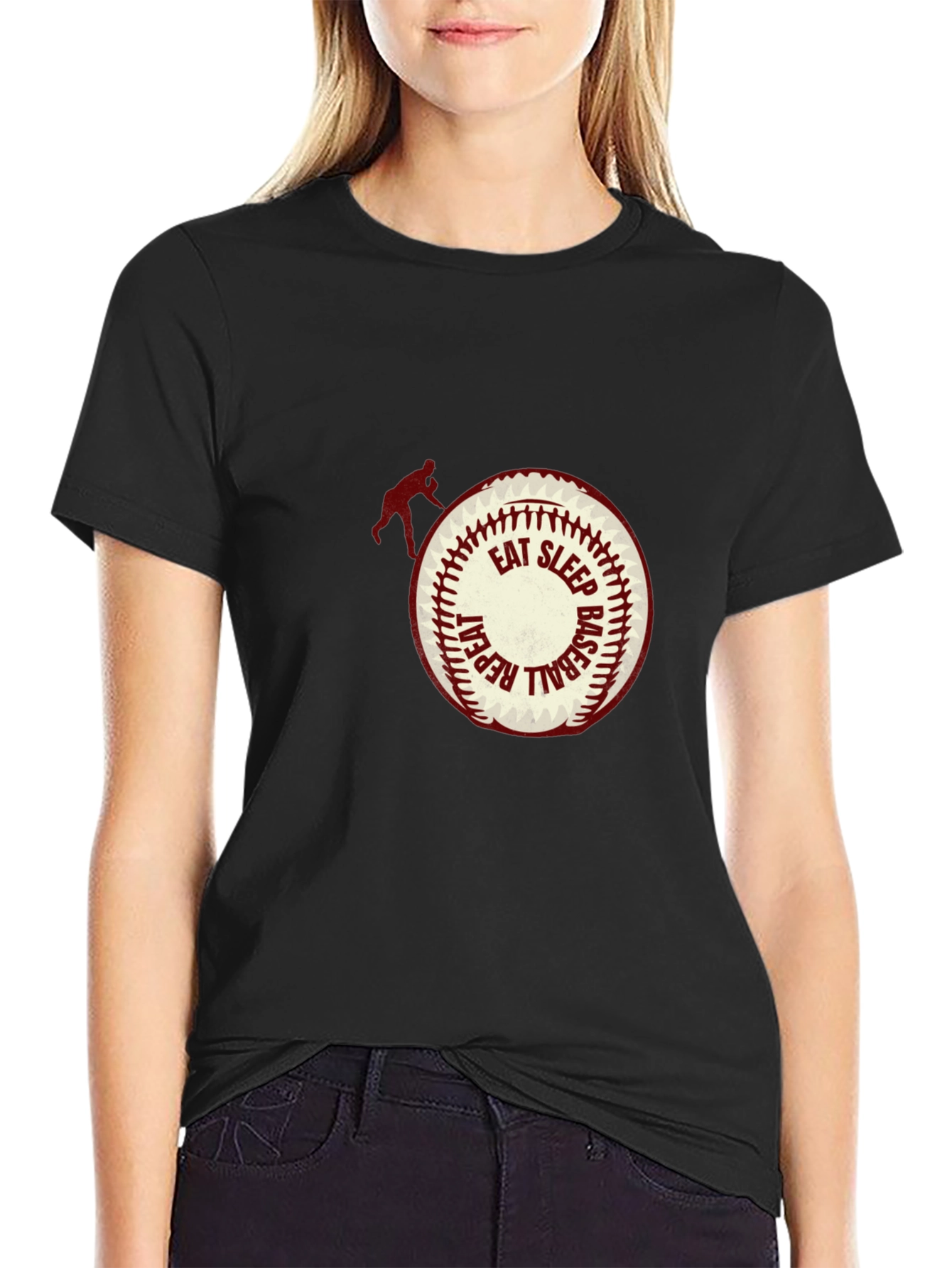 Eat Sleep Baseball Repeat Black T-Shirt