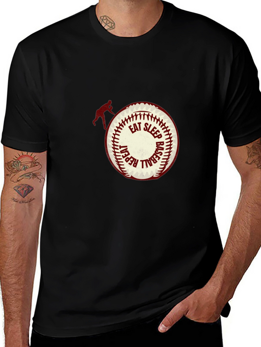 Eat Sleep Baseball Repeat Black T-Shirt