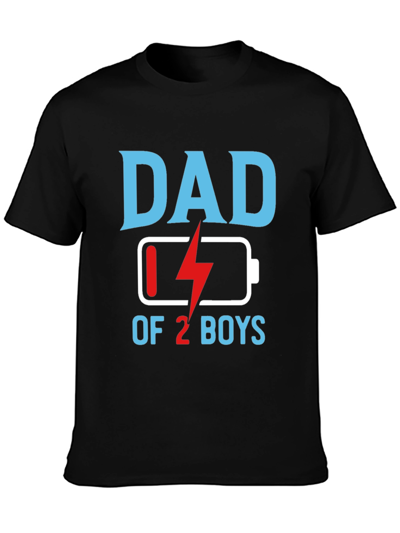 Dad of 2 Boys Low Battery Graphic T-Shirt