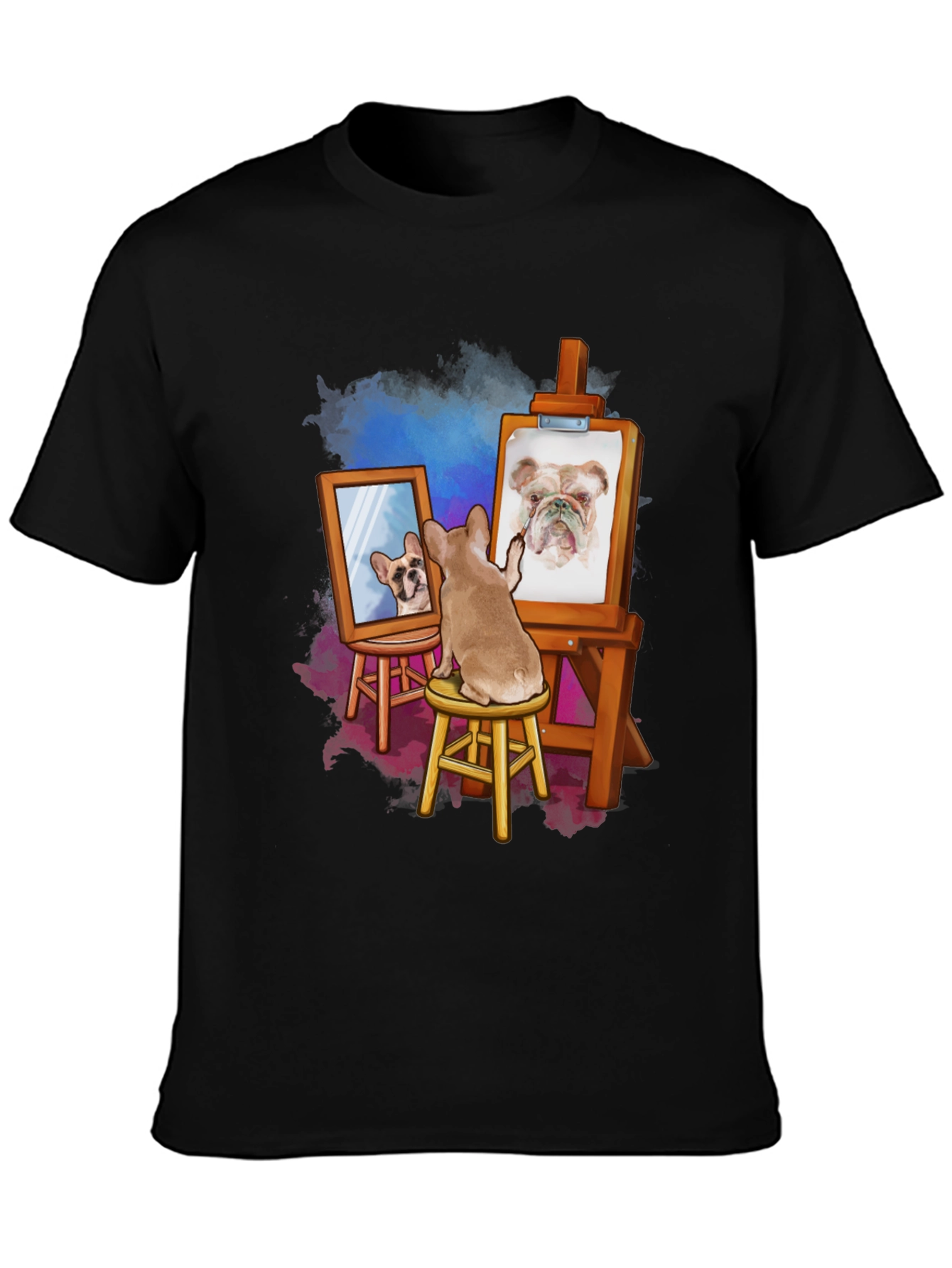 Dog Artist T-Shirt: Funny Bulldog Painting Tee