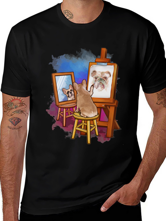 Dog Artist T-Shirt: Funny Bulldog Painting Tee