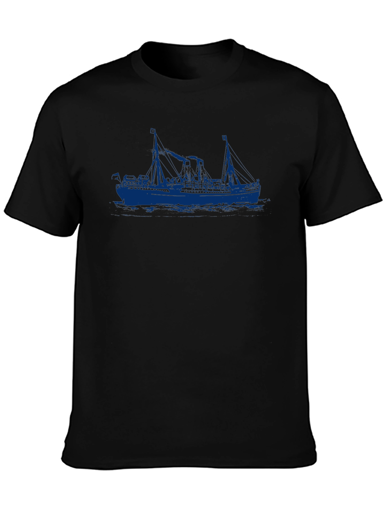 Nautical Ship Graphic Black T-Shirt