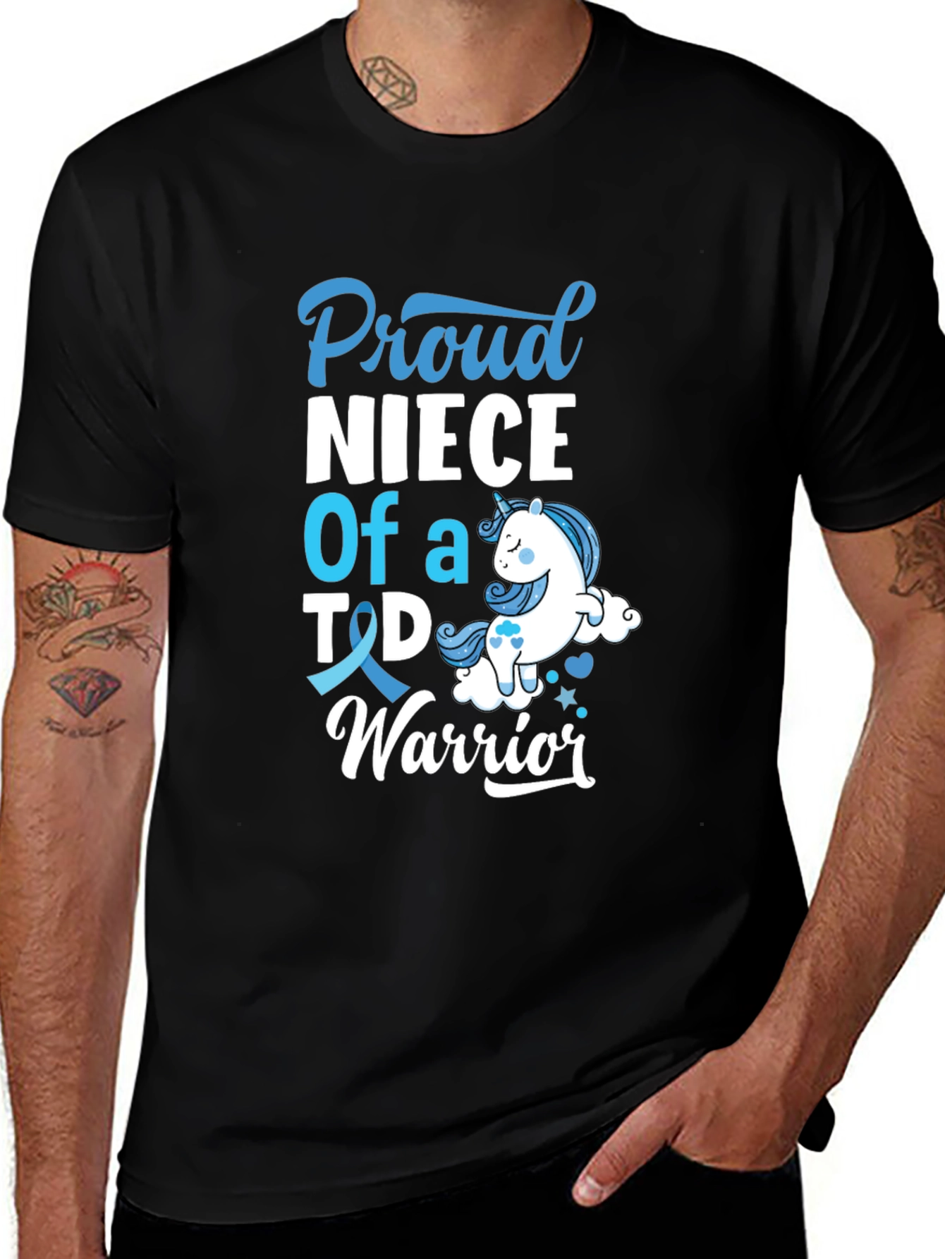 Proud Niece of T1D Warrior Black T-Shirt