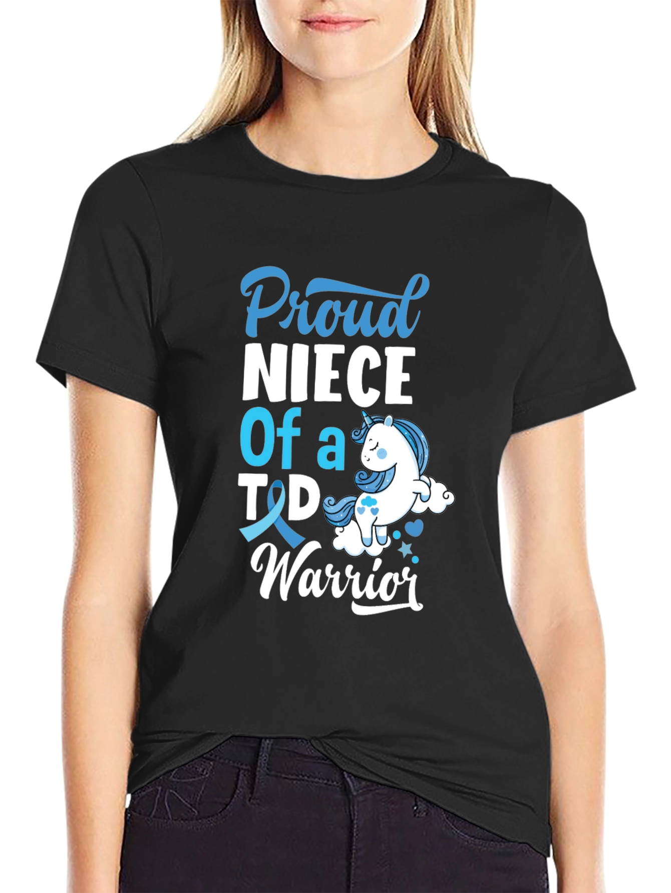 Proud Niece of T1D Warrior Black T-Shirt