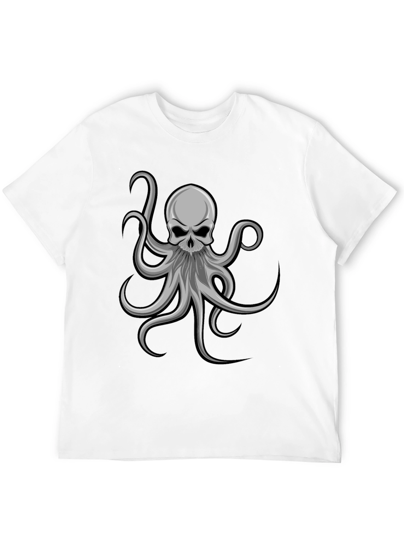 Skull Octopus Graphic Tee - Black Cotton T-Shirt