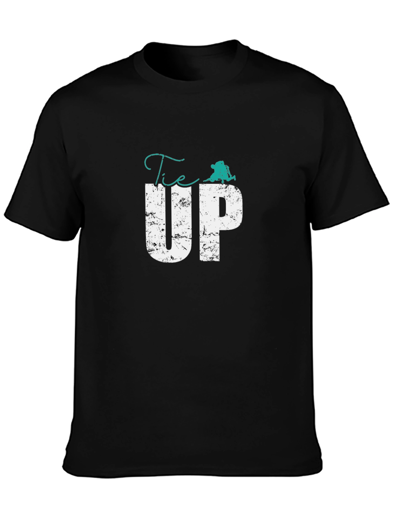 Tie Up Graphic Print Black T-Shirt