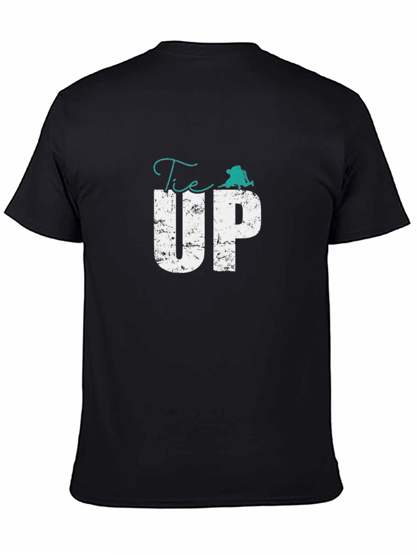 Tie Up Graphic Print Black T-Shirt