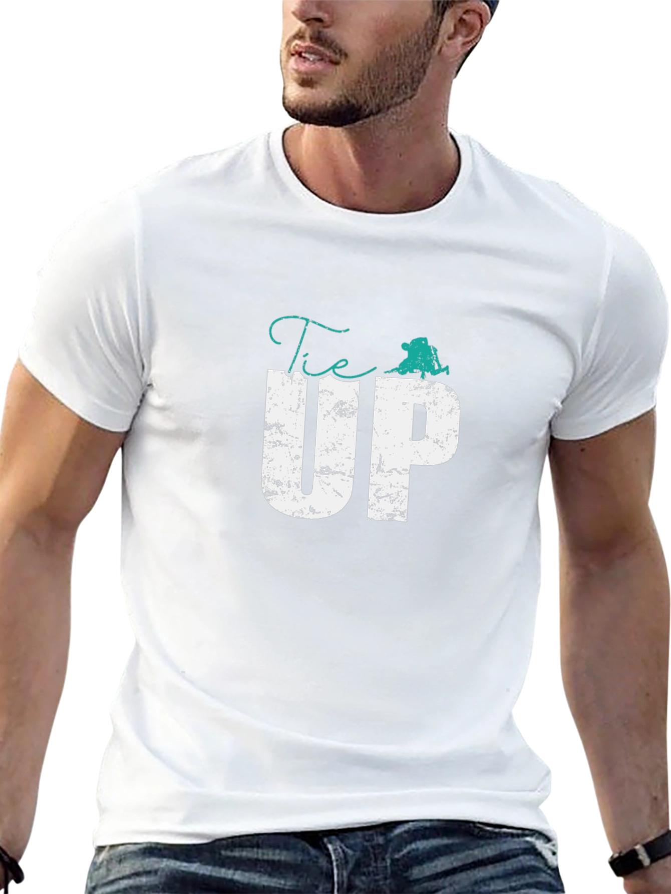 Tie Up Graphic Print Black T-Shirt