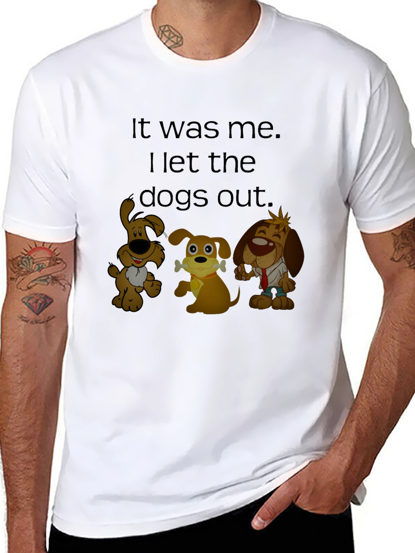 Funny I Let the Dogs Out Cartoon T-Shirt