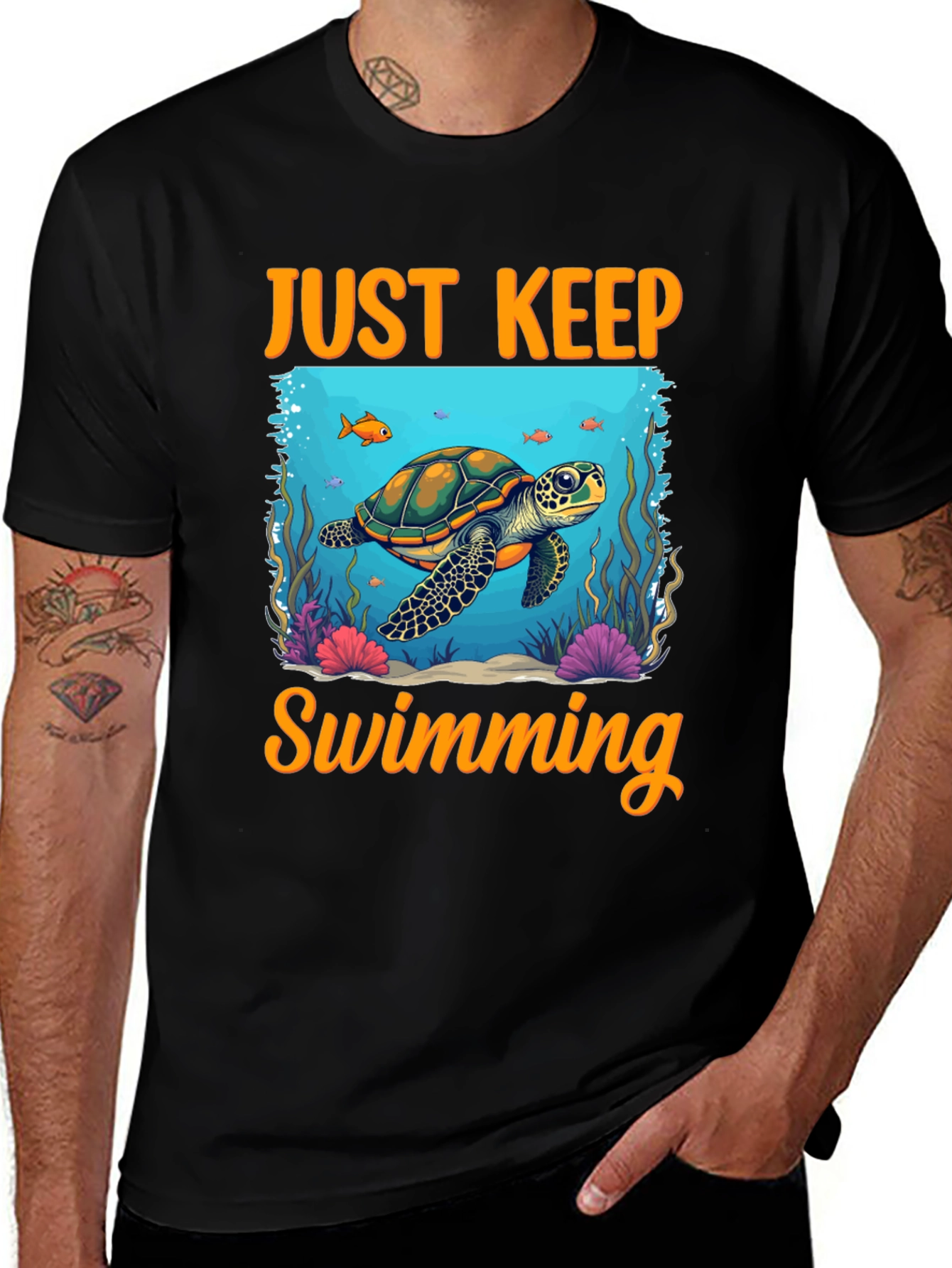 Just Keep Swimming Turtle Graphic Tee