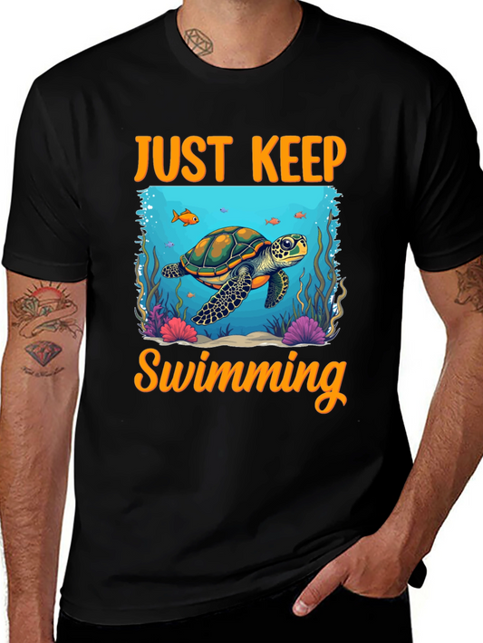 Just Keep Swimming Turtle Graphic Tee