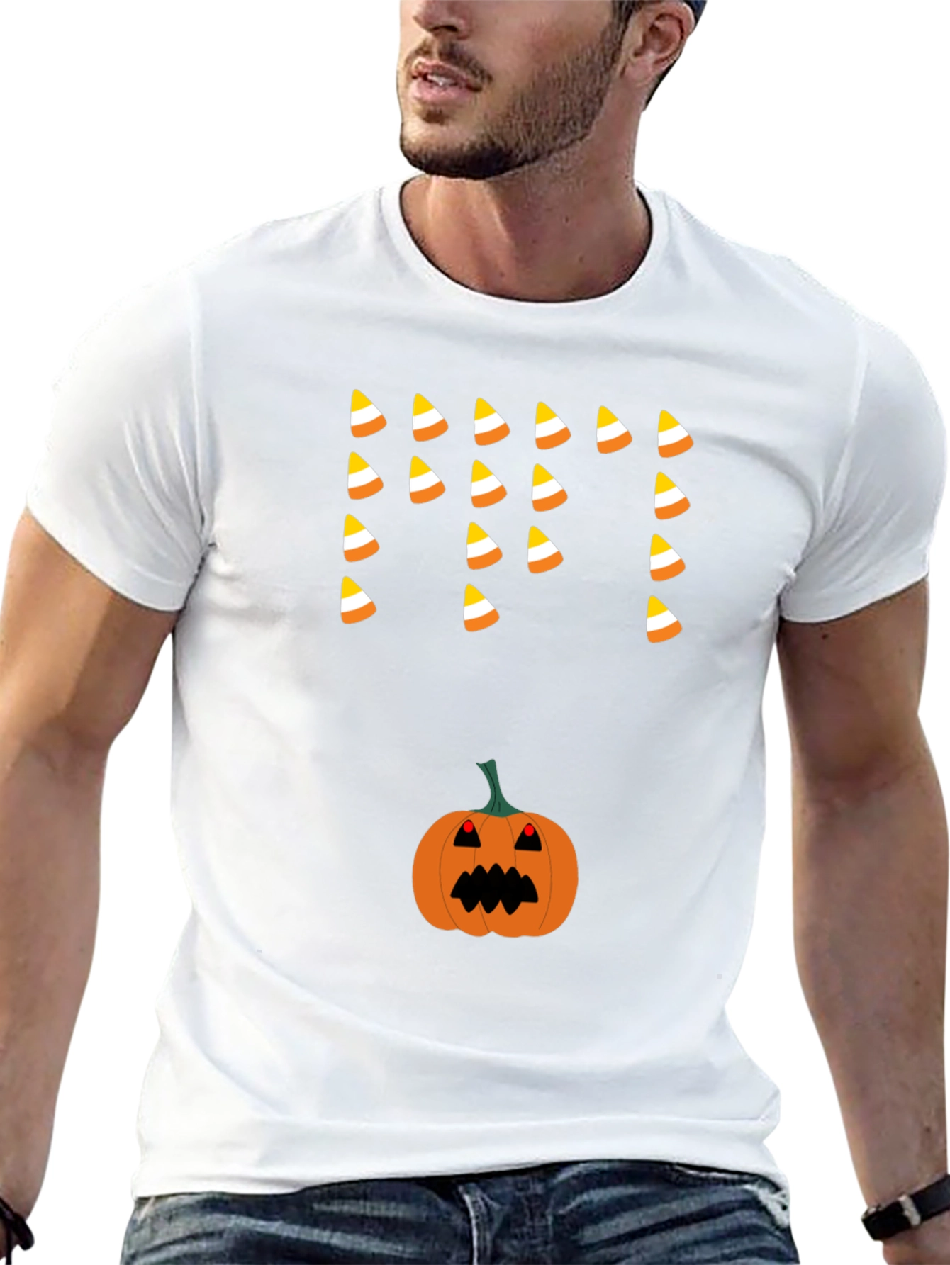 Halloween Candy Corn & Pumpkin T-Shirt