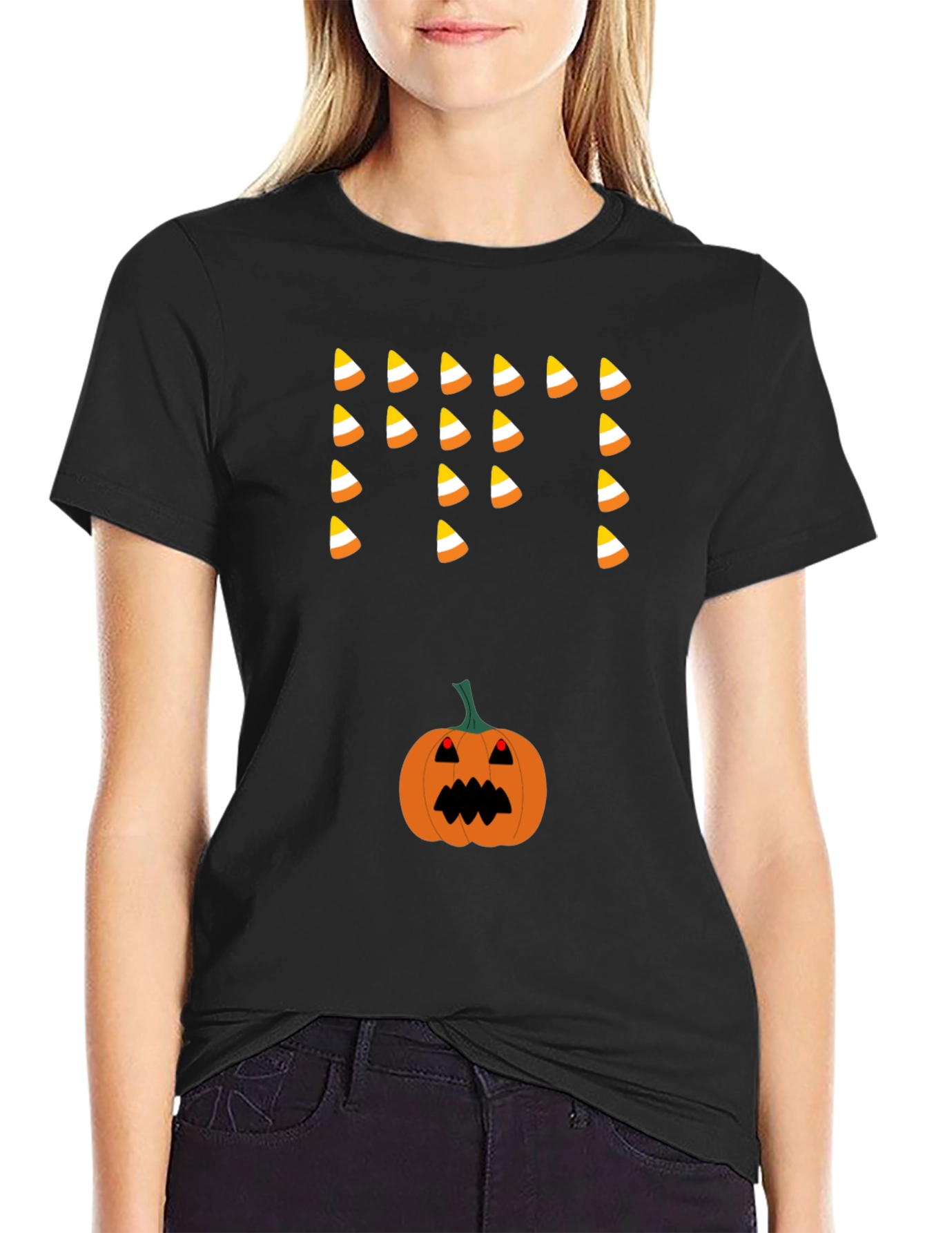 Halloween Candy Corn & Pumpkin T-Shirt