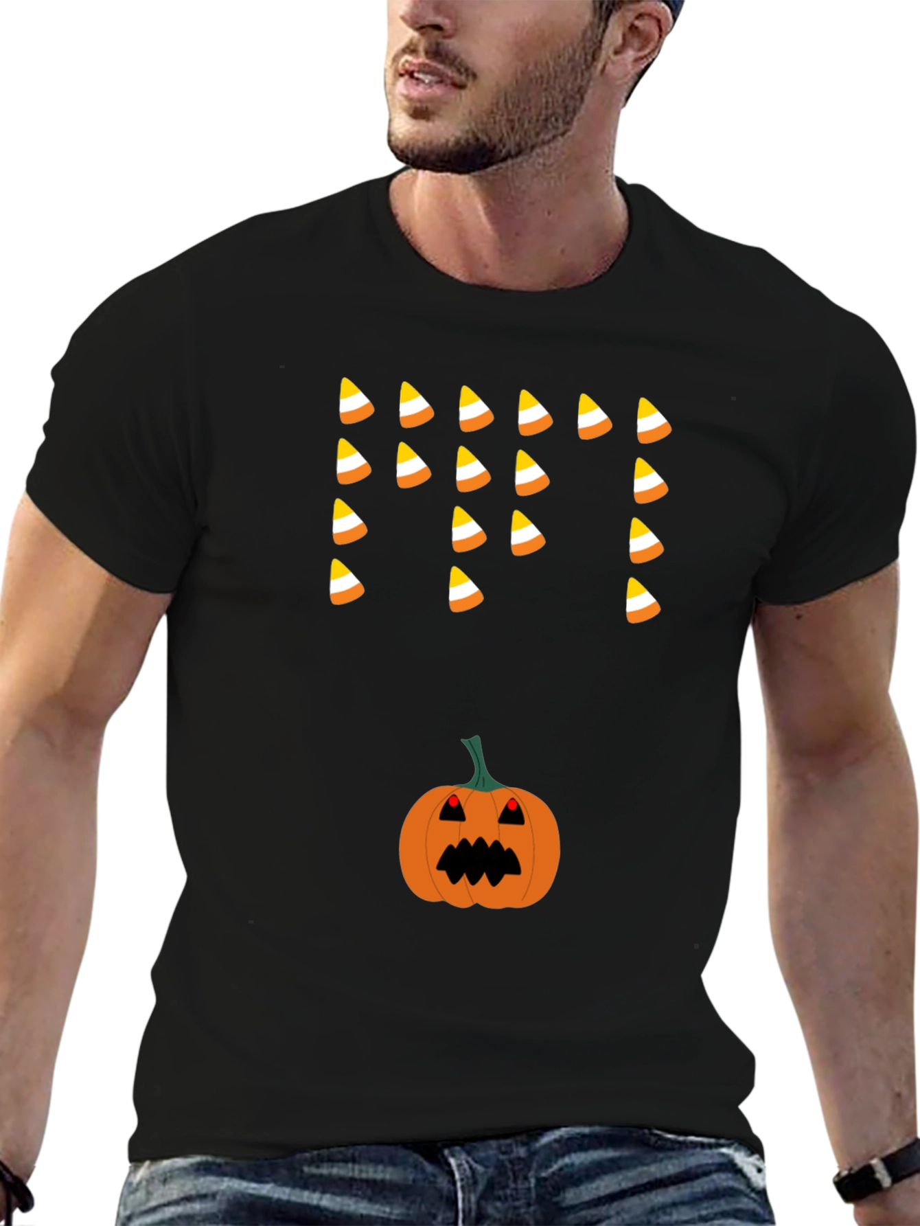 Halloween Candy Corn & Pumpkin T-Shirt