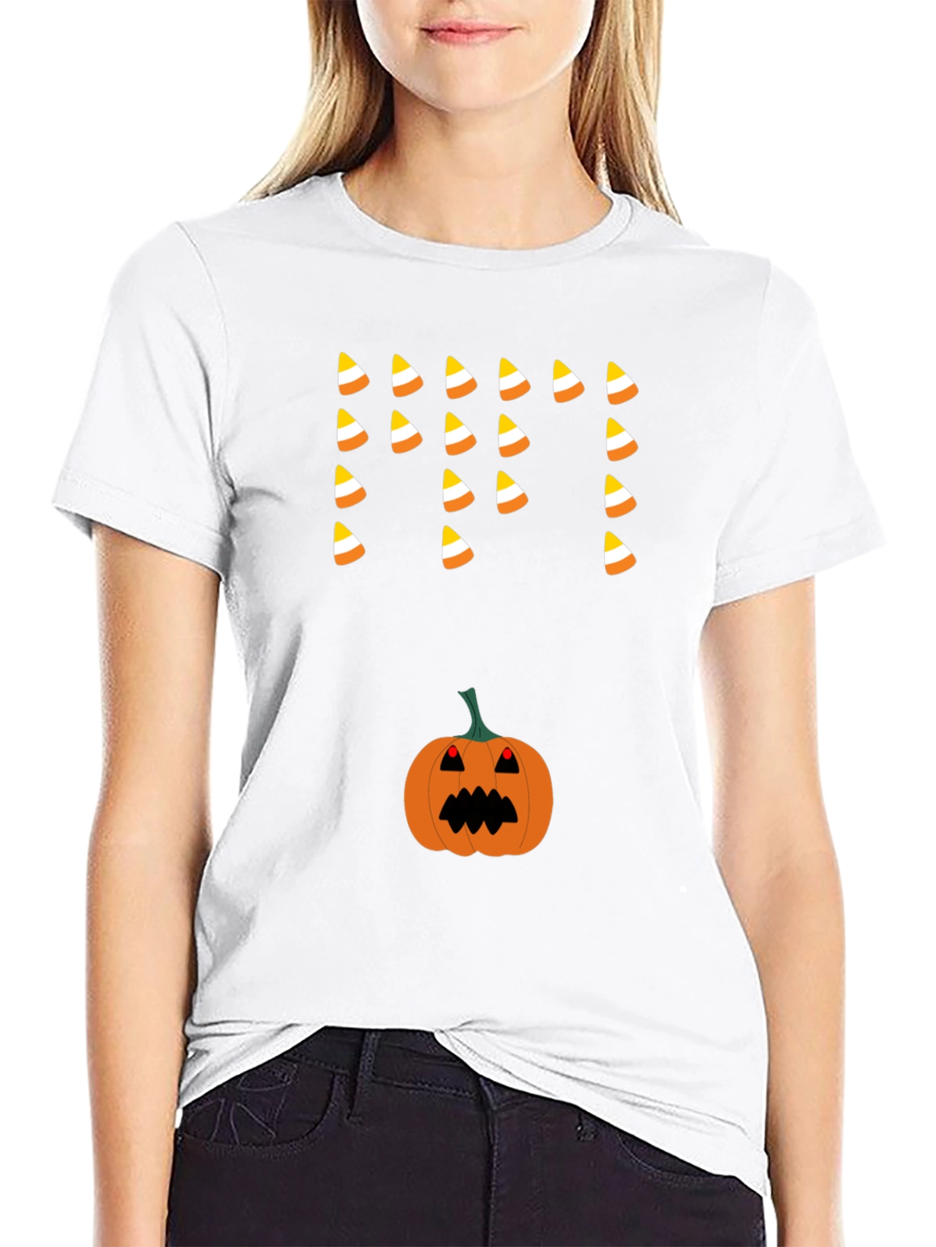 Halloween Candy Corn & Pumpkin T-Shirt