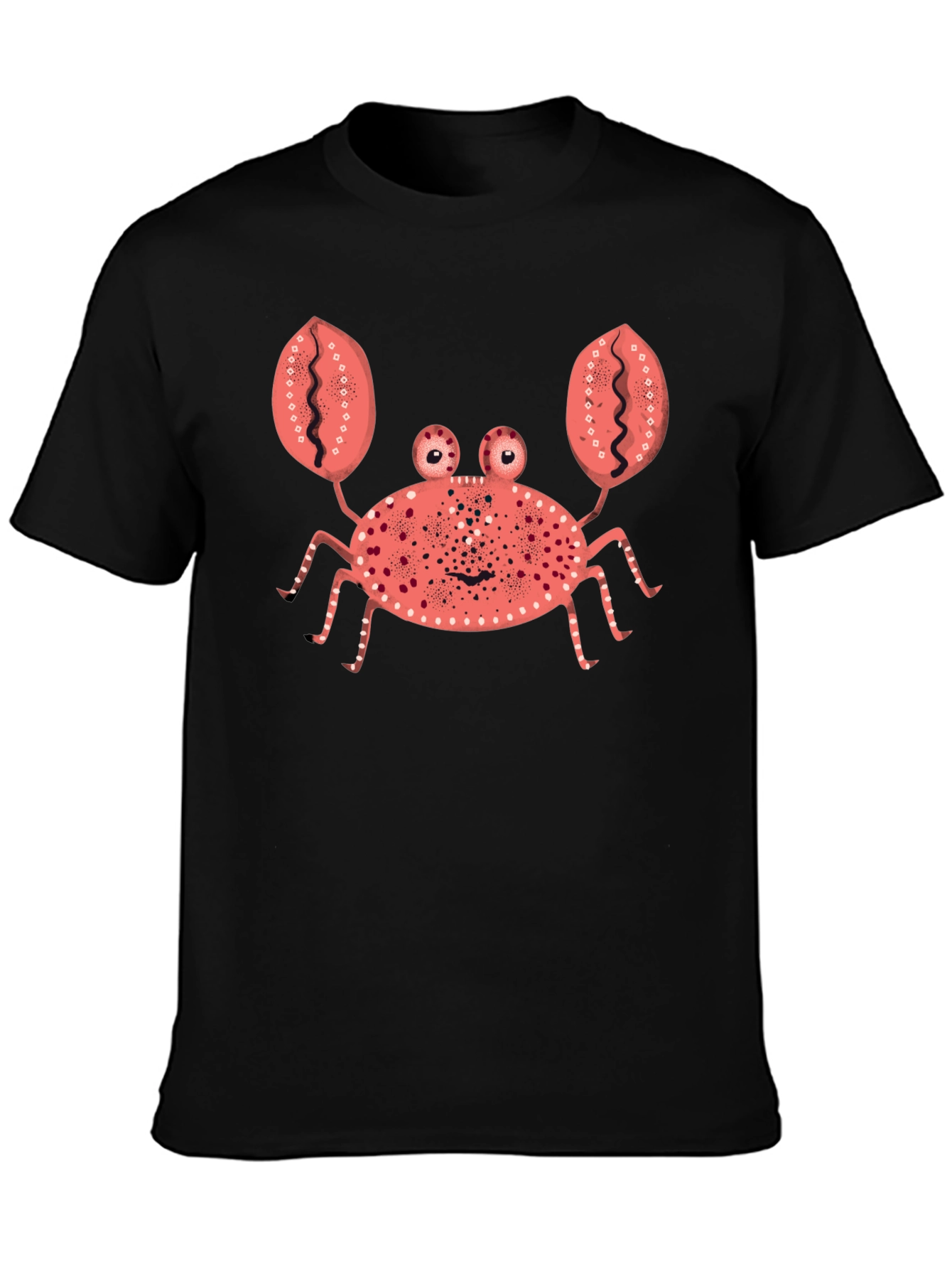 Whimsical Crab Graphic Tee - Black Cotton T-Shirt