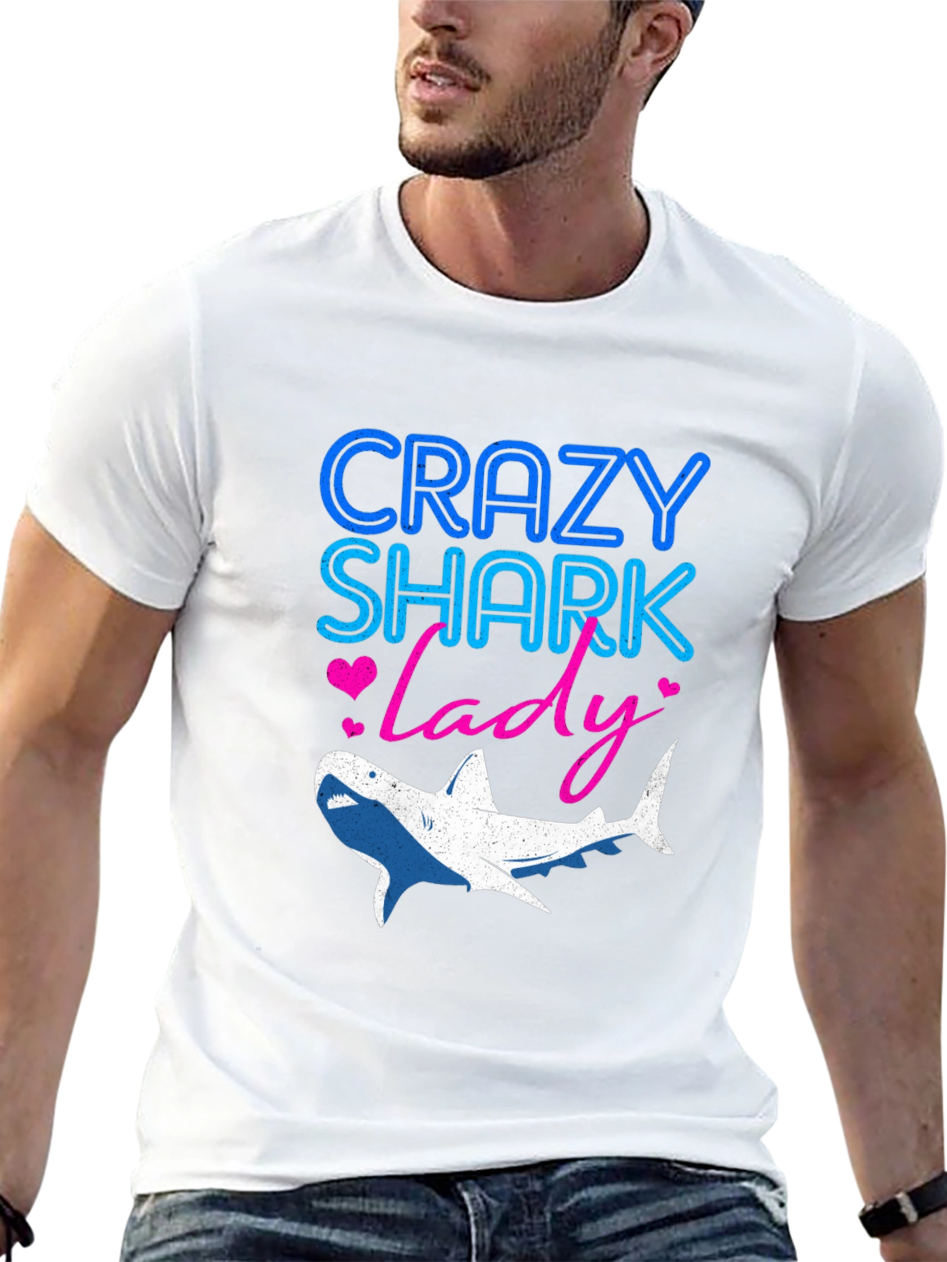 Crazy Shark Lady Graphic Tee - Black