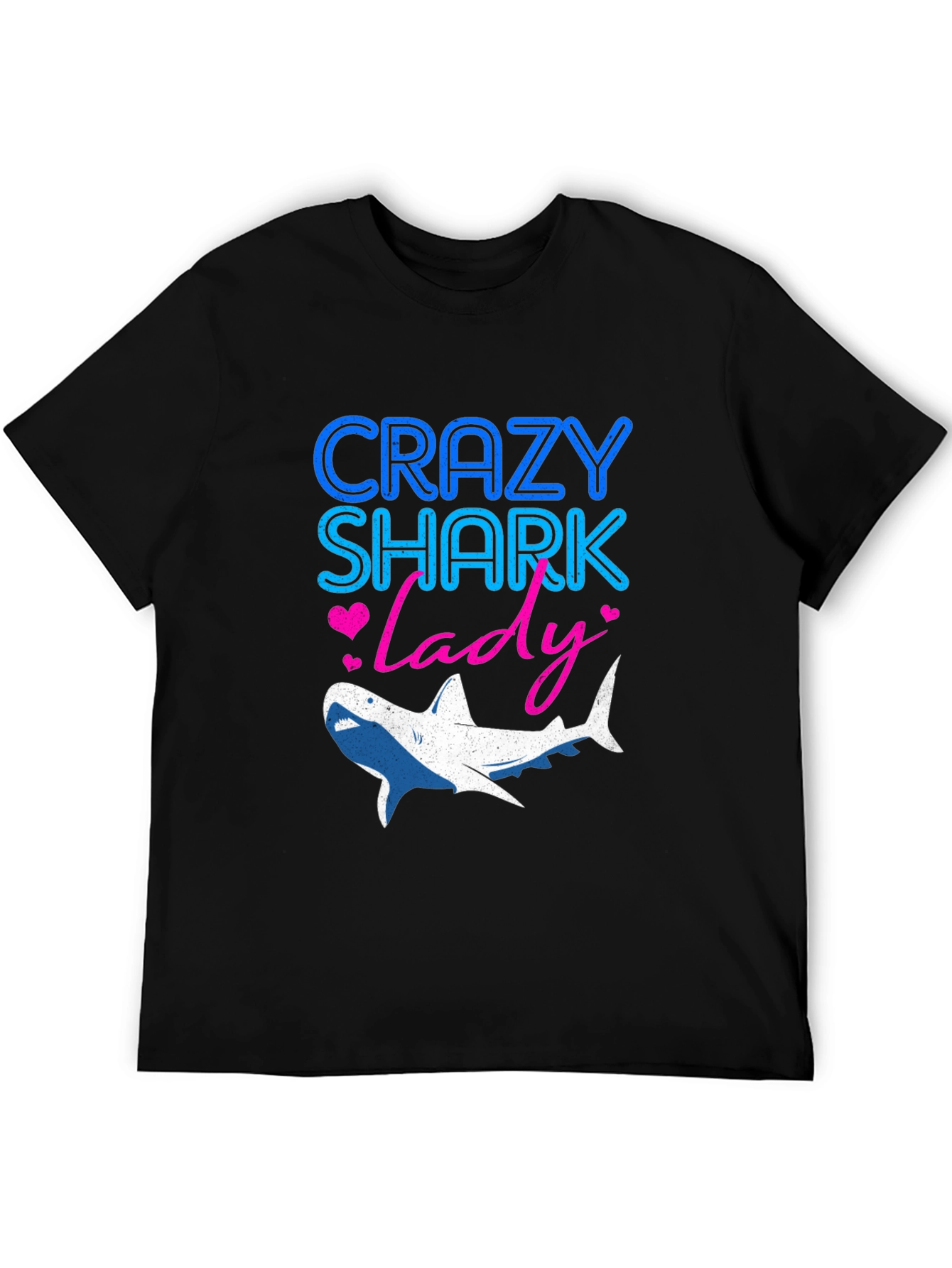 Crazy Shark Lady Graphic Tee - Black
