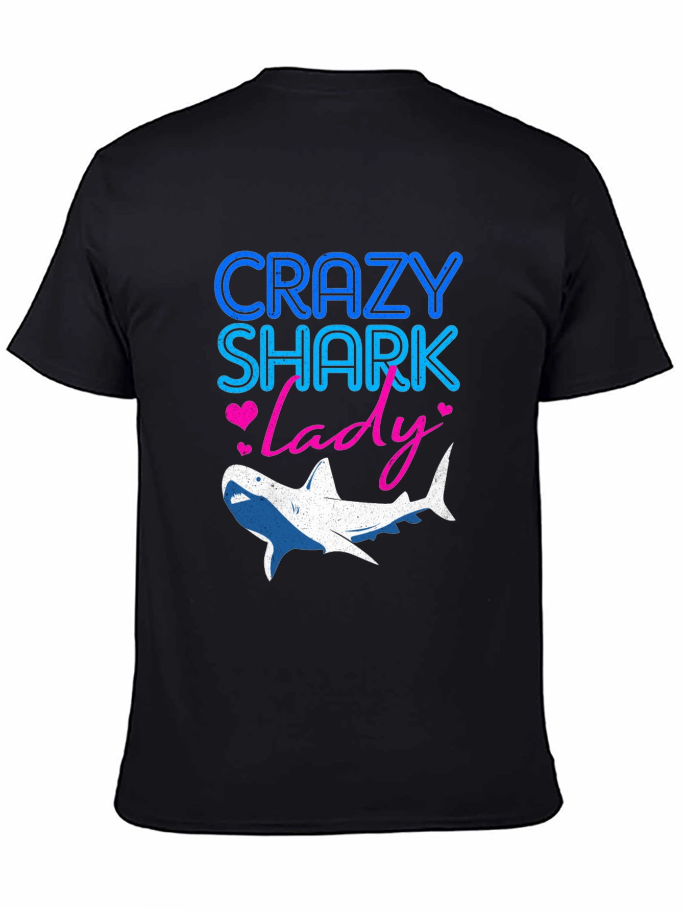 Crazy Shark Lady Graphic Tee - Black