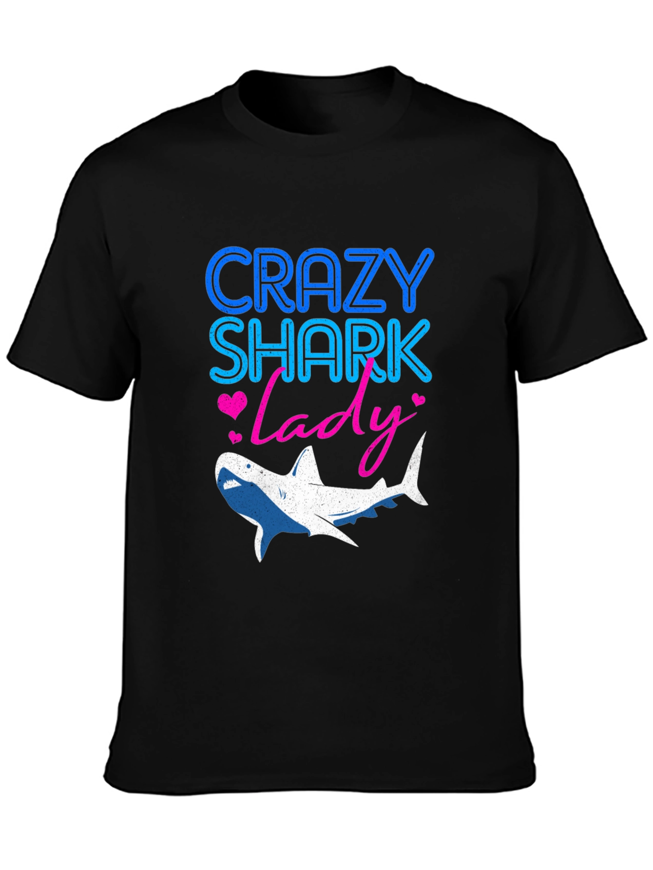 Crazy Shark Lady Graphic Tee - Black