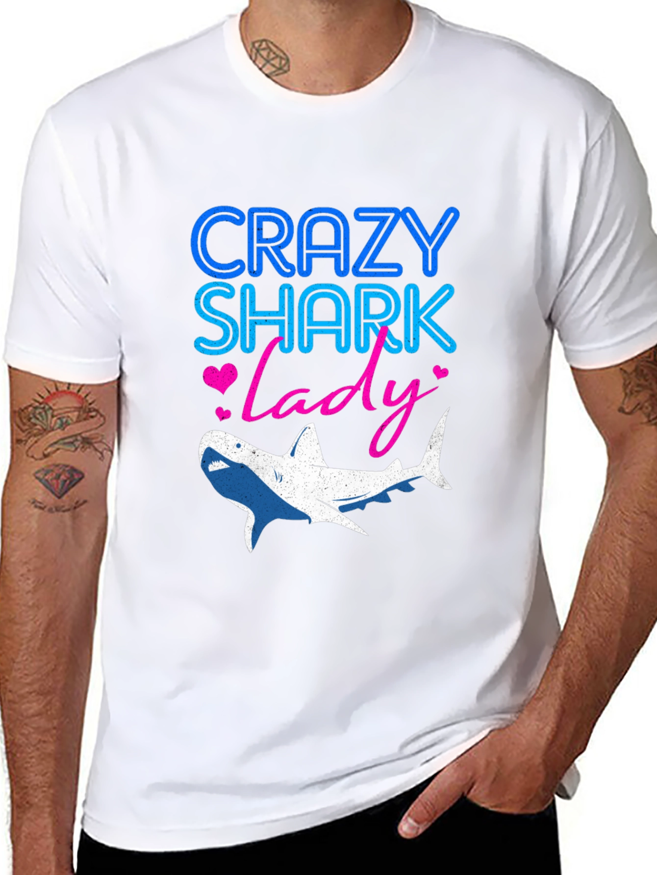 Crazy Shark Lady Graphic Tee - Black