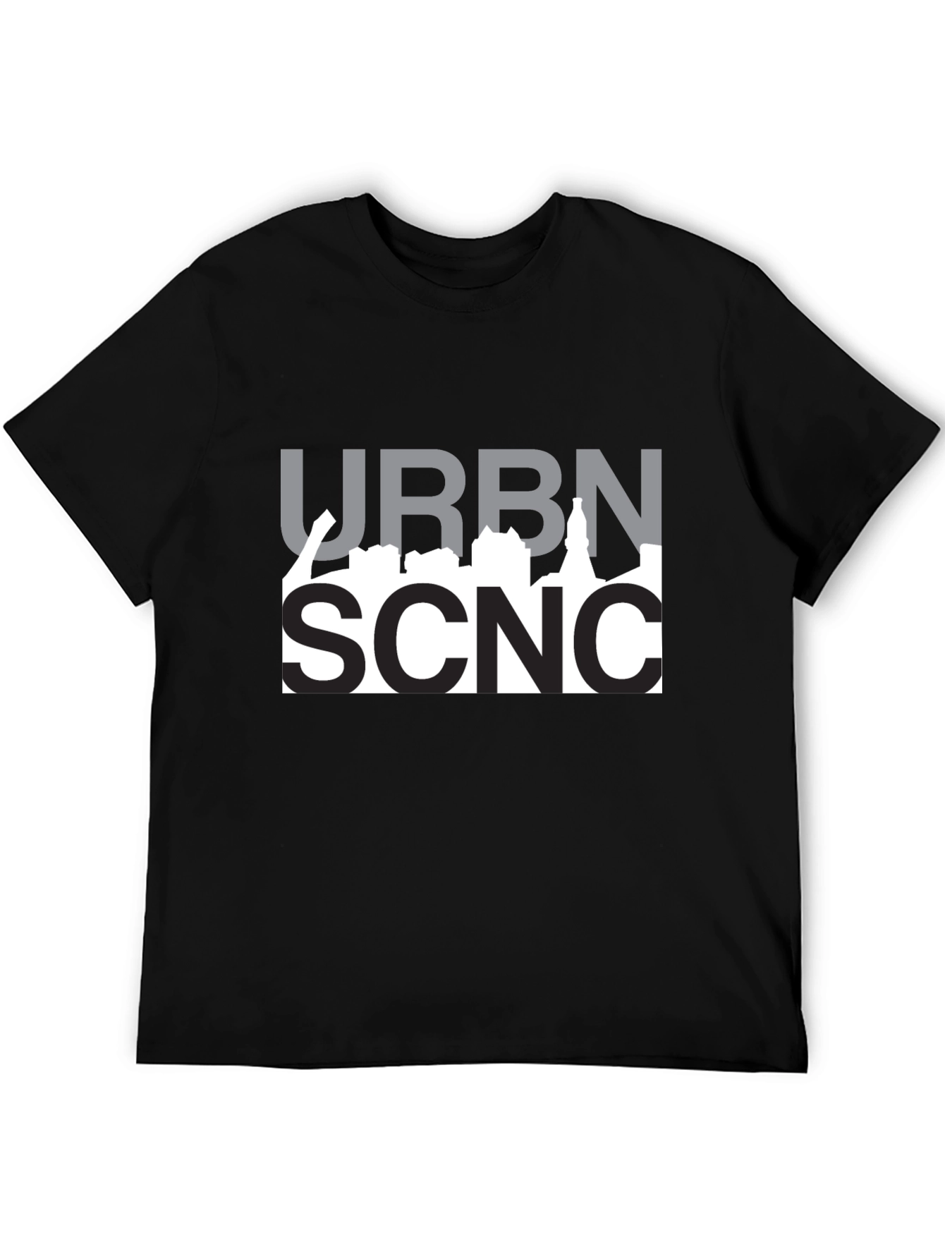 Urban Scene Graphic Tee - Black Cotton T-Shirt