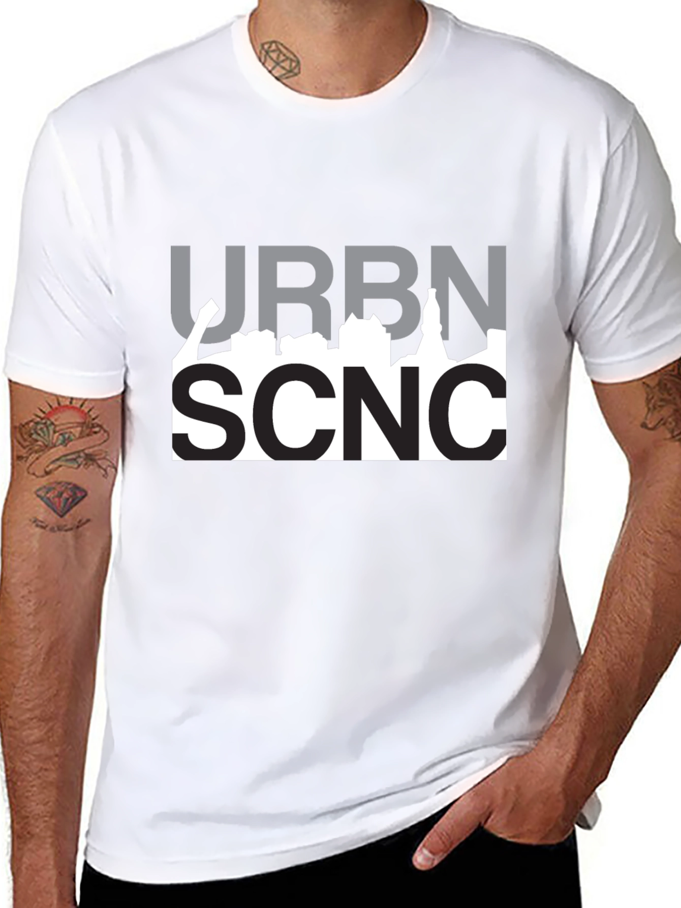 Urban Scene Graphic Tee - Black Cotton T-Shirt