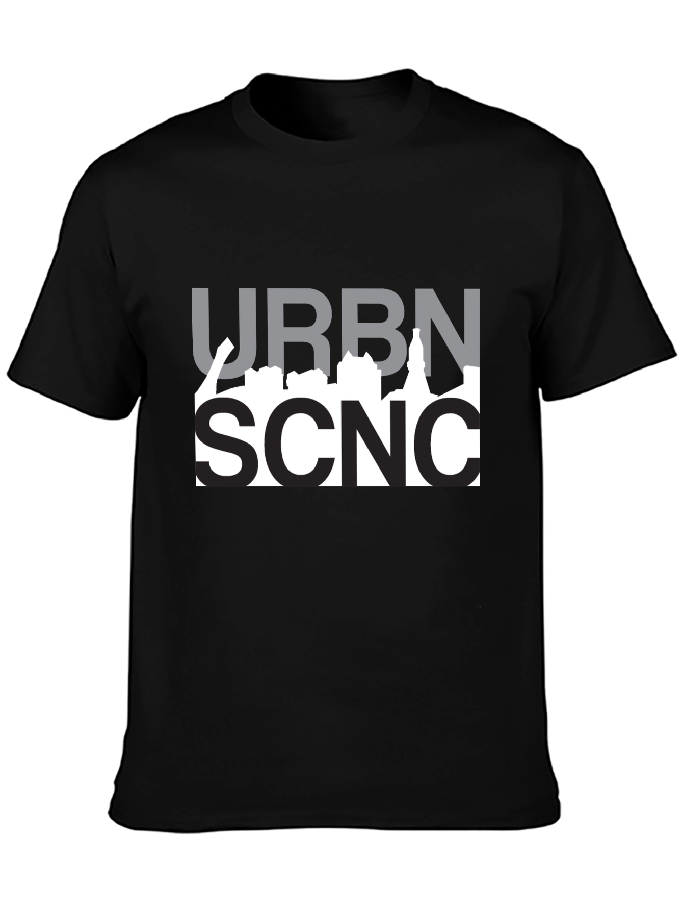 Urban Scene Graphic Tee - Black Cotton T-Shirt