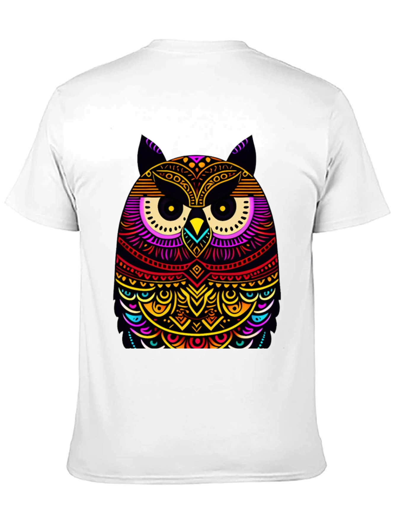 Vibrant Owl Graphic Black T-Shirt