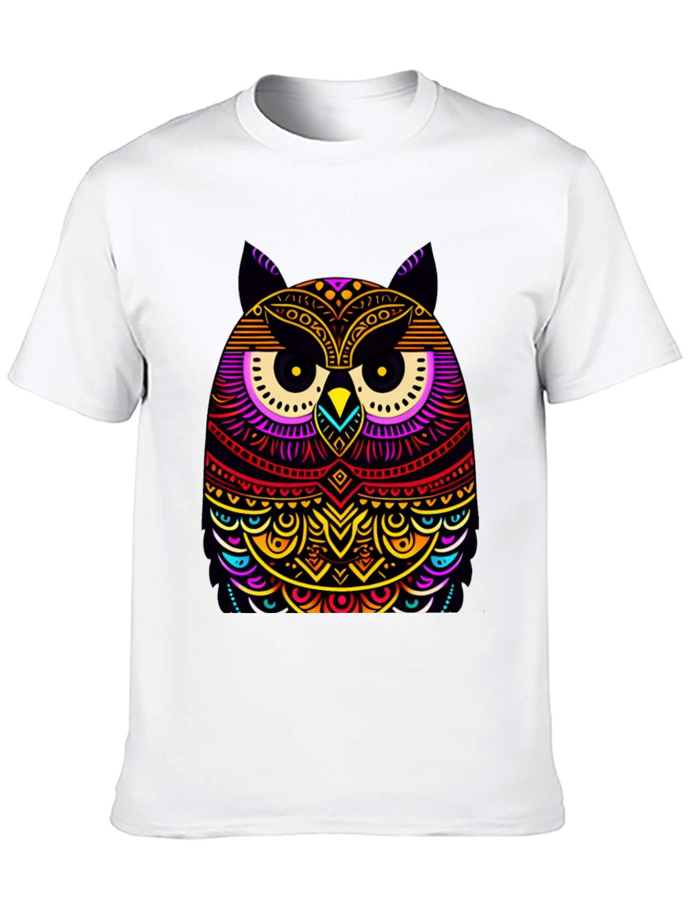 Vibrant Owl Graphic Black T-Shirt