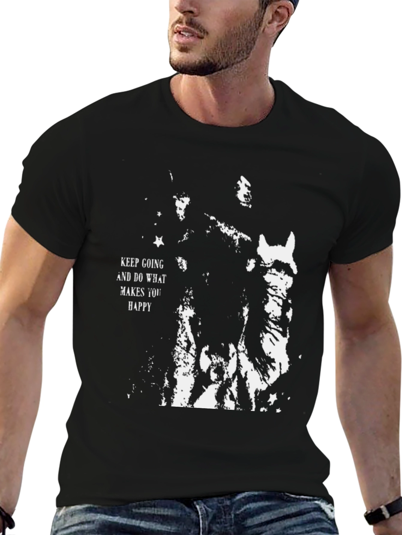 Keep Going Graphic Tee - Black Cotton T-Shirt