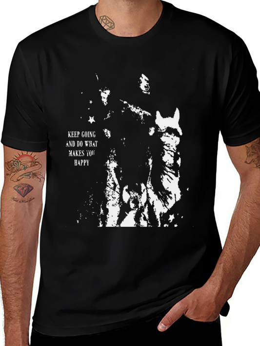 Keep Going Graphic Tee - Black Cotton T-Shirt